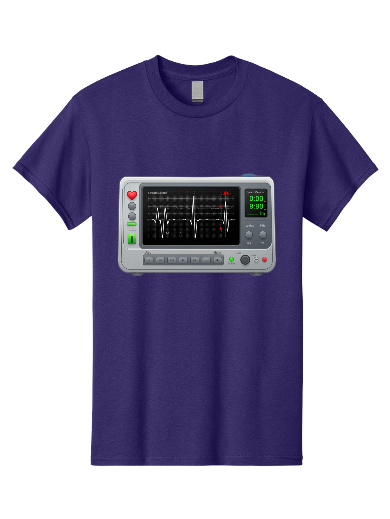 Ecg-Monitor Men'S Graphic Tee, 100% Cotton, Comfortable Casual Summer Wear, Machine Washable, Electrocardiogram Machine, Heart Rate Monitor, Medical Device, Cardiac Rhythm, Bpm Display, Health Technology, Patient Monitoring, Baa636