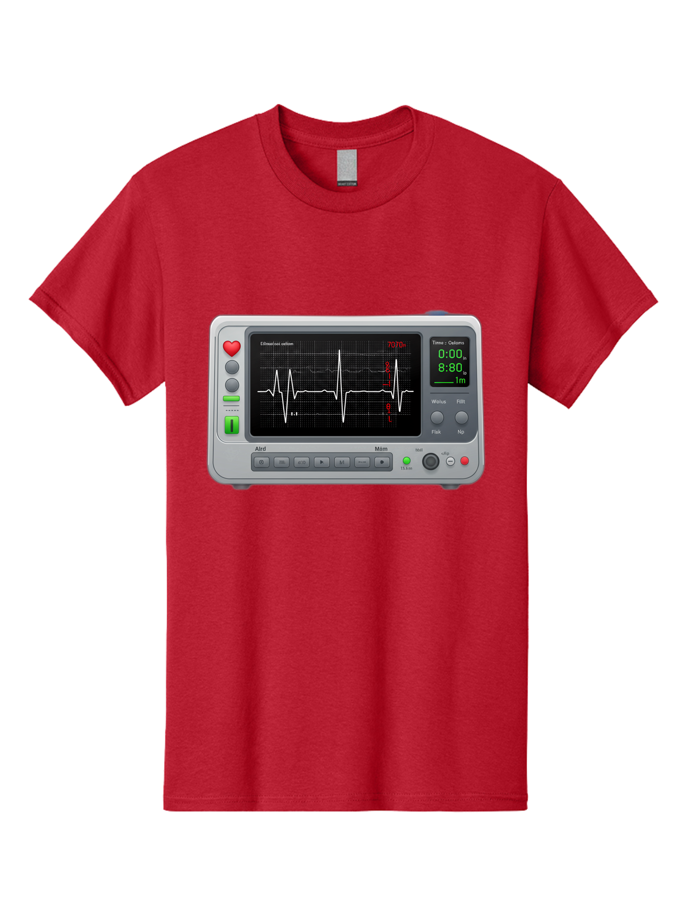 Ecg-Monitor Men'S Graphic Tee, 100% Cotton, Comfortable Casual Summer Wear, Machine Washable, Electrocardiogram Machine, Heart Rate Monitor, Medical Device, Cardiac Rhythm, Bpm Display, Health Technology, Patient Monitoring, Baa636