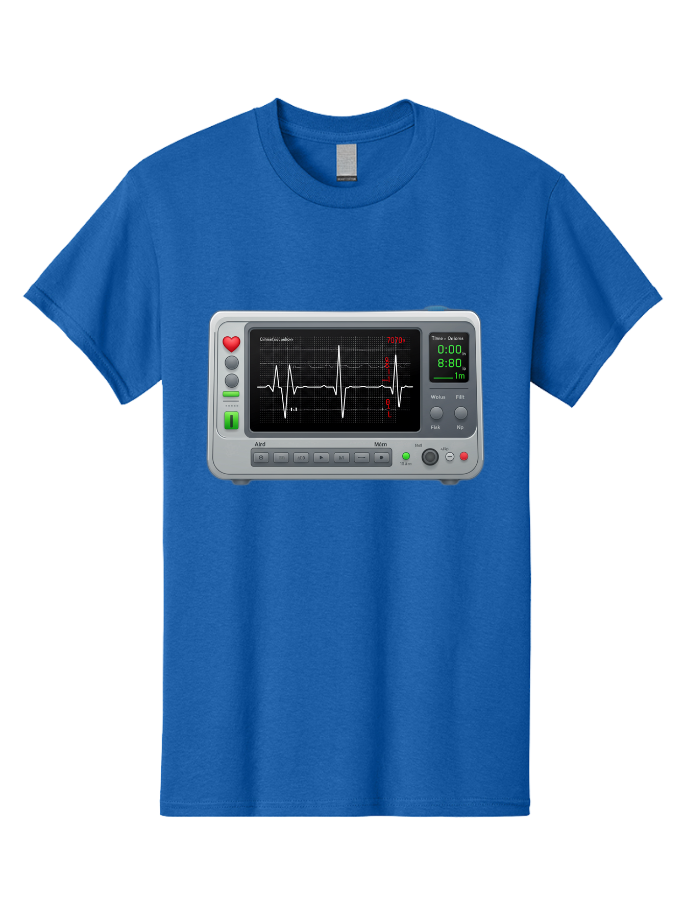 Ecg-Monitor Men'S Graphic Tee, 100% Cotton, Comfortable Casual Summer Wear, Machine Washable, Electrocardiogram Machine, Heart Rate Monitor, Medical Device, Cardiac Rhythm, Bpm Display, Health Technology, Patient Monitoring, Baa636