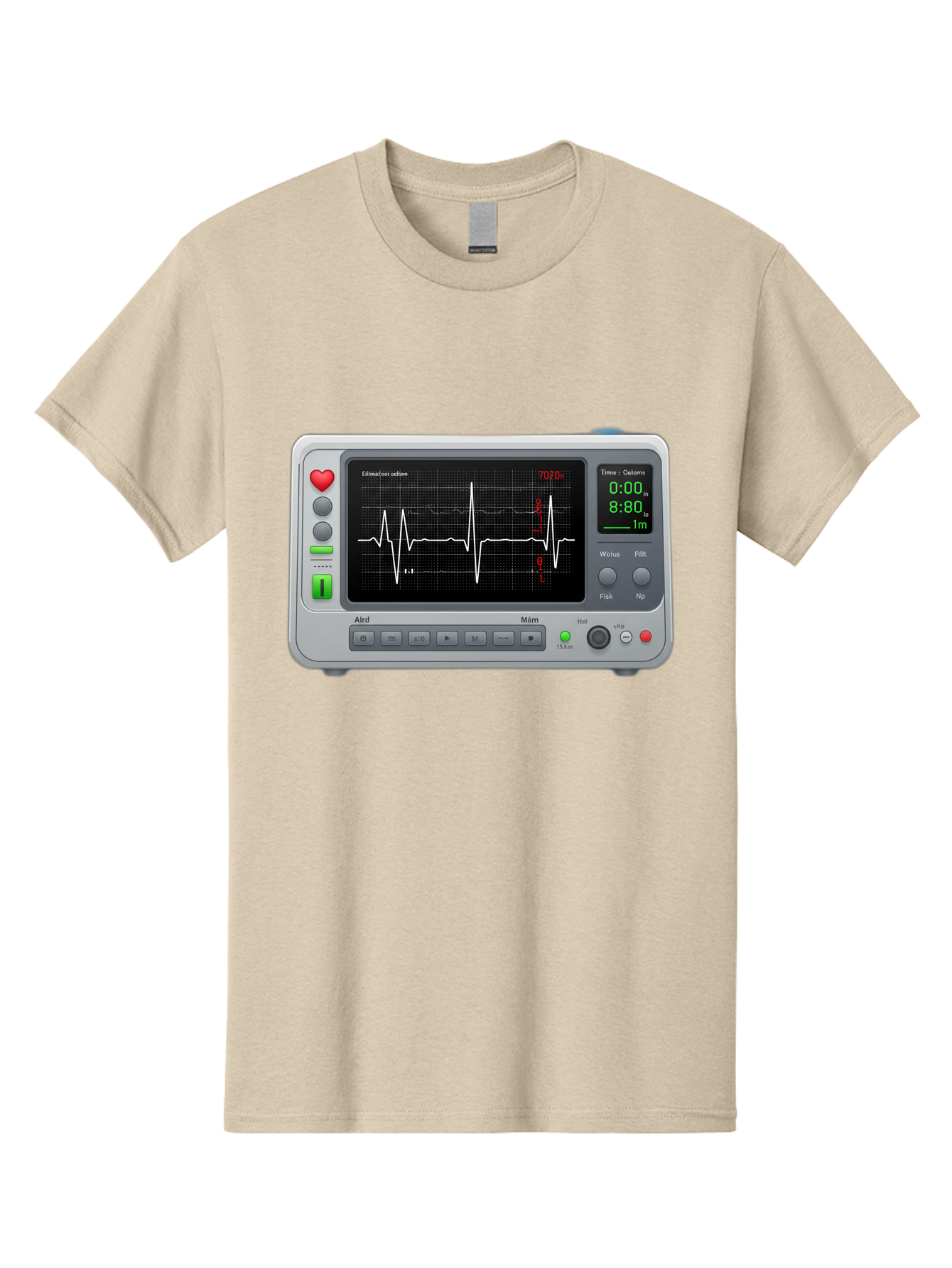 Ecg-Monitor Men'S Graphic Tee, 100% Cotton, Comfortable Casual Summer Wear, Machine Washable, Electrocardiogram Machine, Heart Rate Monitor, Medical Device, Cardiac Rhythm, Bpm Display, Health Technology, Patient Monitoring, Baa636