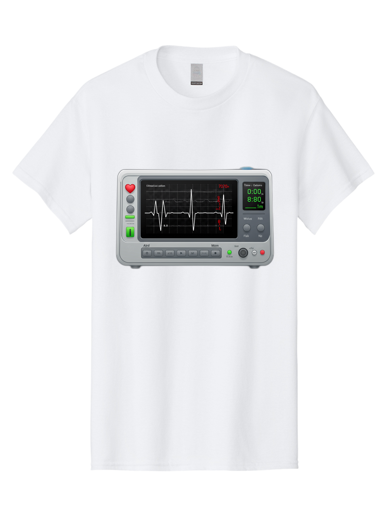 Ecg-Monitor Men'S Graphic Tee, 100% Cotton, Comfortable Casual Summer Wear, Machine Washable, Electrocardiogram Machine, Heart Rate Monitor, Medical Device, Cardiac Rhythm, Bpm Display, Health Technology, Patient Monitoring, Baa636