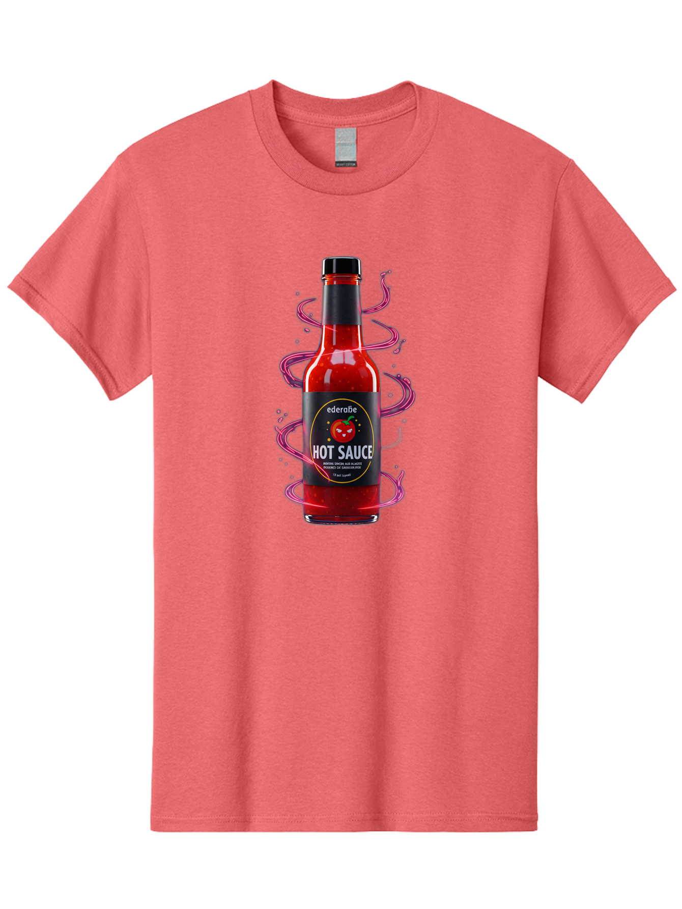 Ederatie-Hot-Sauce Men'S Graphic Tee, 100% Cotton, Comfortable Casual Summer Wear, Machine Washable, Hot Sauce Bottle, Spicy Condiment, Ederie Hot Sauce, Chili Pepper Sauce, Red Sauce, Fiery Flavor, Gourmet Hot Sauce, Sauce Packaging Baa637