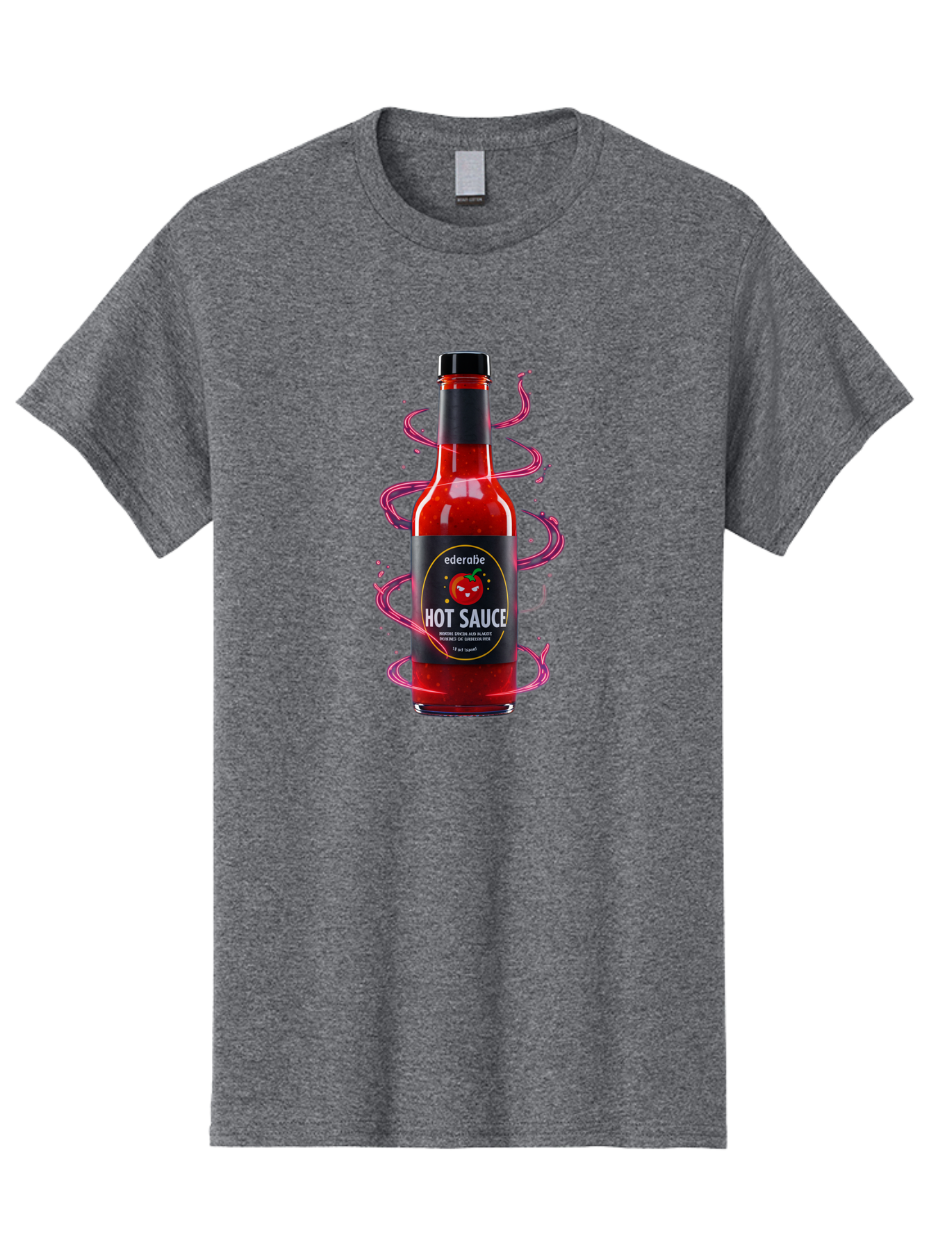 Ederatie-Hot-Sauce Men'S Graphic Tee, 100% Cotton, Comfortable Casual Summer Wear, Machine Washable, Hot Sauce Bottle, Spicy Condiment, Ederie Hot Sauce, Chili Pepper Sauce, Red Sauce, Fiery Flavor, Gourmet Hot Sauce, Sauce Packaging Baa637