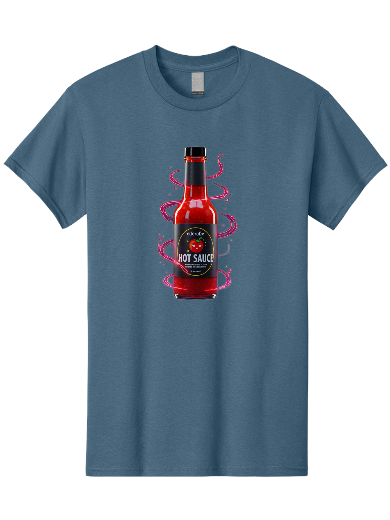 Ederatie-Hot-Sauce Men'S Graphic Tee, 100% Cotton, Comfortable Casual Summer Wear, Machine Washable, Hot Sauce Bottle, Spicy Condiment, Ederie Hot Sauce, Chili Pepper Sauce, Red Sauce, Fiery Flavor, Gourmet Hot Sauce, Sauce Packaging Baa637