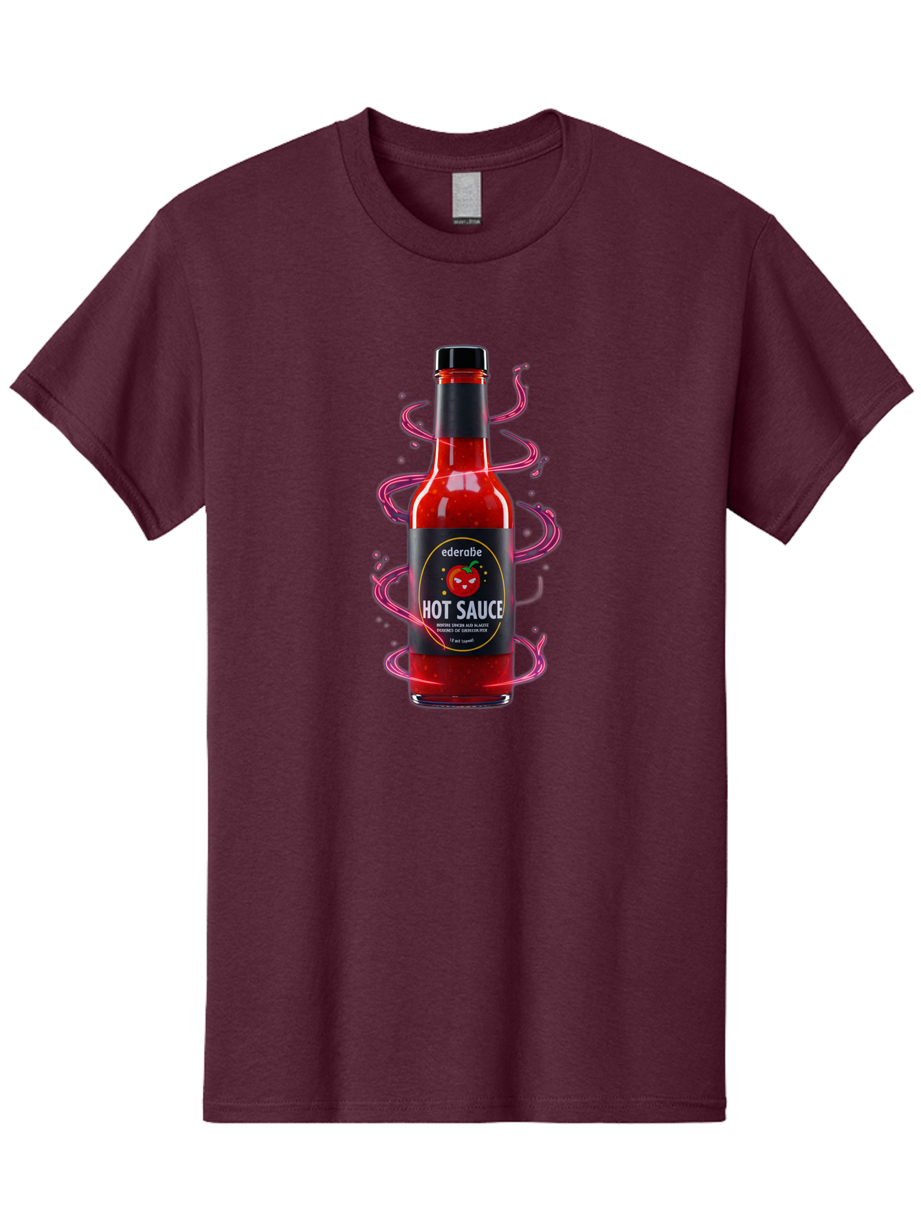 Ederatie-Hot-Sauce Men'S Graphic Tee, 100% Cotton, Comfortable Casual Summer Wear, Machine Washable, Hot Sauce Bottle, Spicy Condiment, Ederie Hot Sauce, Chili Pepper Sauce, Red Sauce, Fiery Flavor, Gourmet Hot Sauce, Sauce Packaging Baa637