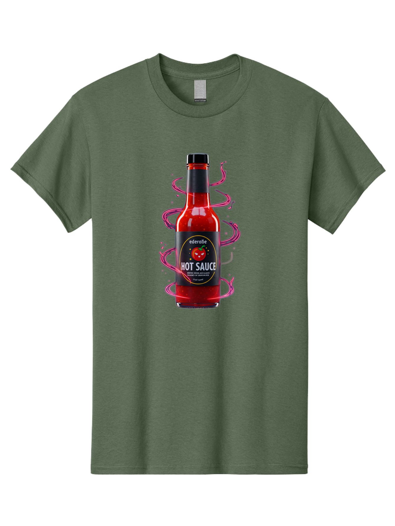 Ederatie-Hot-Sauce Men'S Graphic Tee, 100% Cotton, Comfortable Casual Summer Wear, Machine Washable, Hot Sauce Bottle, Spicy Condiment, Ederie Hot Sauce, Chili Pepper Sauce, Red Sauce, Fiery Flavor, Gourmet Hot Sauce, Sauce Packaging Baa637