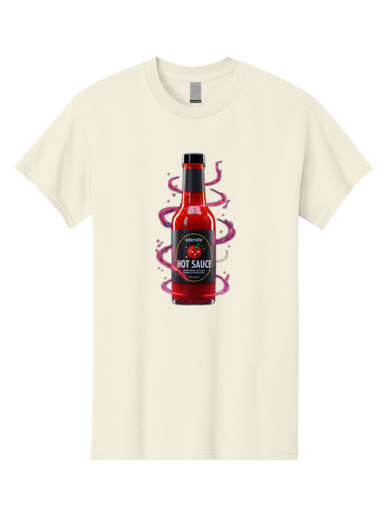 Ederatie-Hot-Sauce Men'S Graphic Tee, 100% Cotton, Comfortable Casual Summer Wear, Machine Washable, Hot Sauce Bottle, Spicy Condiment, Ederie Hot Sauce, Chili Pepper Sauce, Red Sauce, Fiery Flavor, Gourmet Hot Sauce, Sauce Packaging Baa637