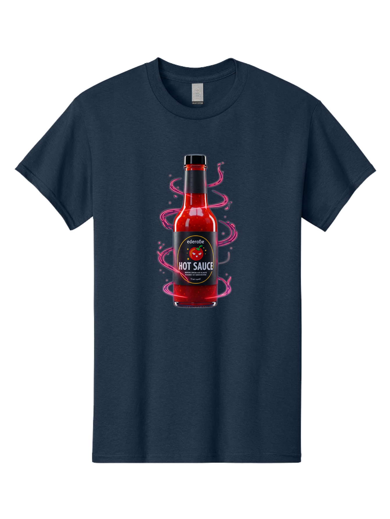Ederatie-Hot-Sauce Men'S Graphic Tee, 100% Cotton, Comfortable Casual Summer Wear, Machine Washable, Hot Sauce Bottle, Spicy Condiment, Ederie Hot Sauce, Chili Pepper Sauce, Red Sauce, Fiery Flavor, Gourmet Hot Sauce, Sauce Packaging Baa637