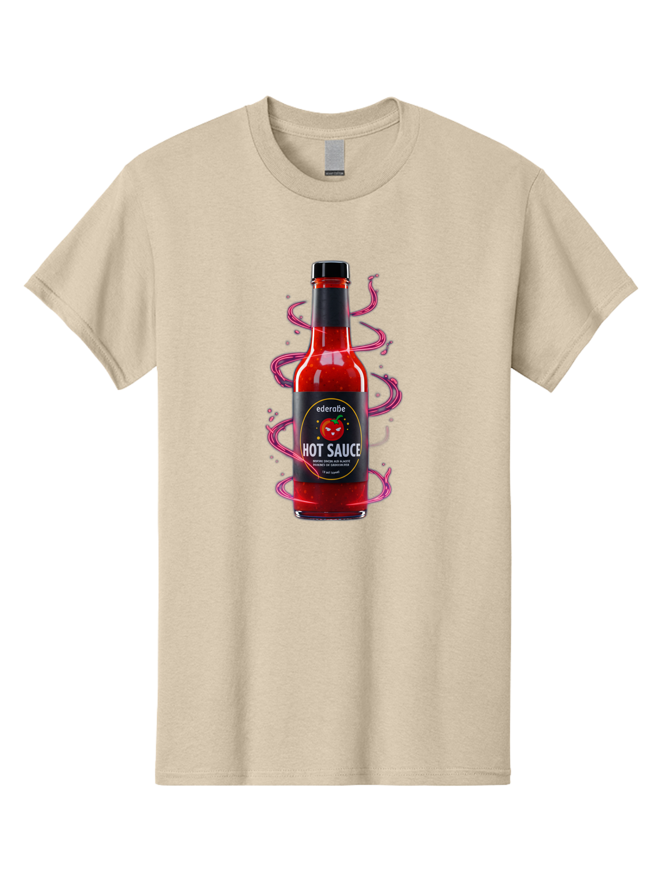 Ederatie-Hot-Sauce Men'S Graphic Tee, 100% Cotton, Comfortable Casual Summer Wear, Machine Washable, Hot Sauce Bottle, Spicy Condiment, Ederie Hot Sauce, Chili Pepper Sauce, Red Sauce, Fiery Flavor, Gourmet Hot Sauce, Sauce Packaging Baa637