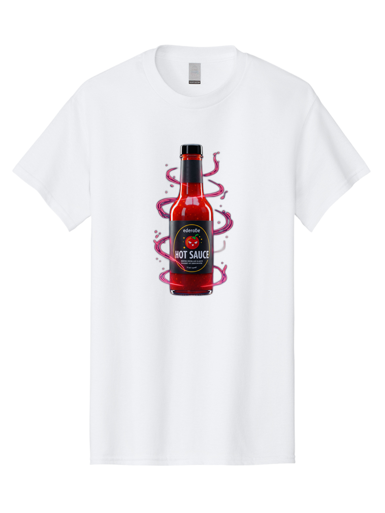 Ederatie-Hot-Sauce Men'S Graphic Tee, 100% Cotton, Comfortable Casual Summer Wear, Machine Washable, Hot Sauce Bottle, Spicy Condiment, Ederie Hot Sauce, Chili Pepper Sauce, Red Sauce, Fiery Flavor, Gourmet Hot Sauce, Sauce Packaging Baa637