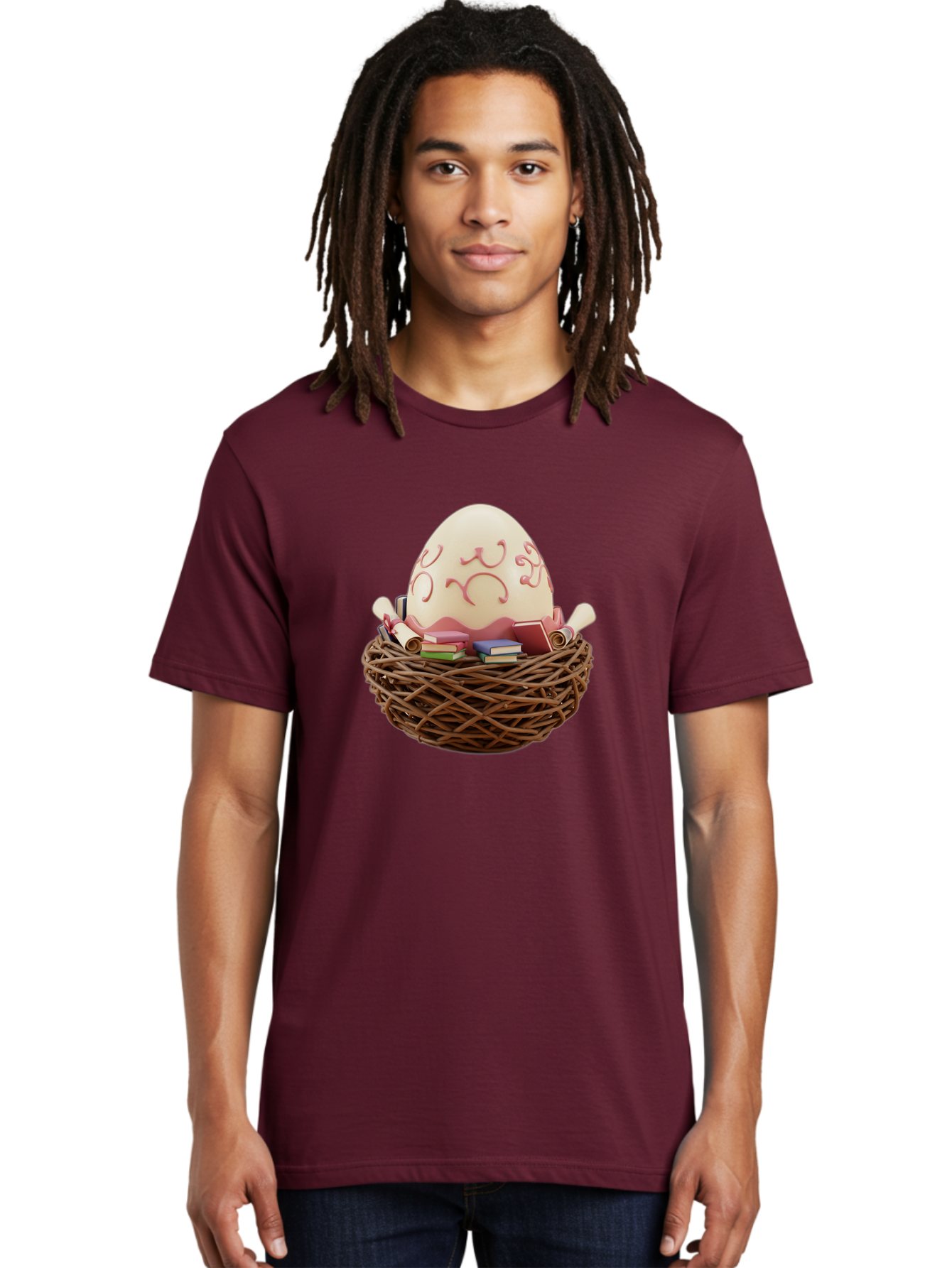Education-Egg Men'S Graphic Tee, 100% Cotton, Comfortable Casual Summer Wear, Machine Washable, Egg With School Supplies, School Books, Pencils, Education Concept, Learning Materials, Creative Idea, Studying, Academic Resources, Baa638
