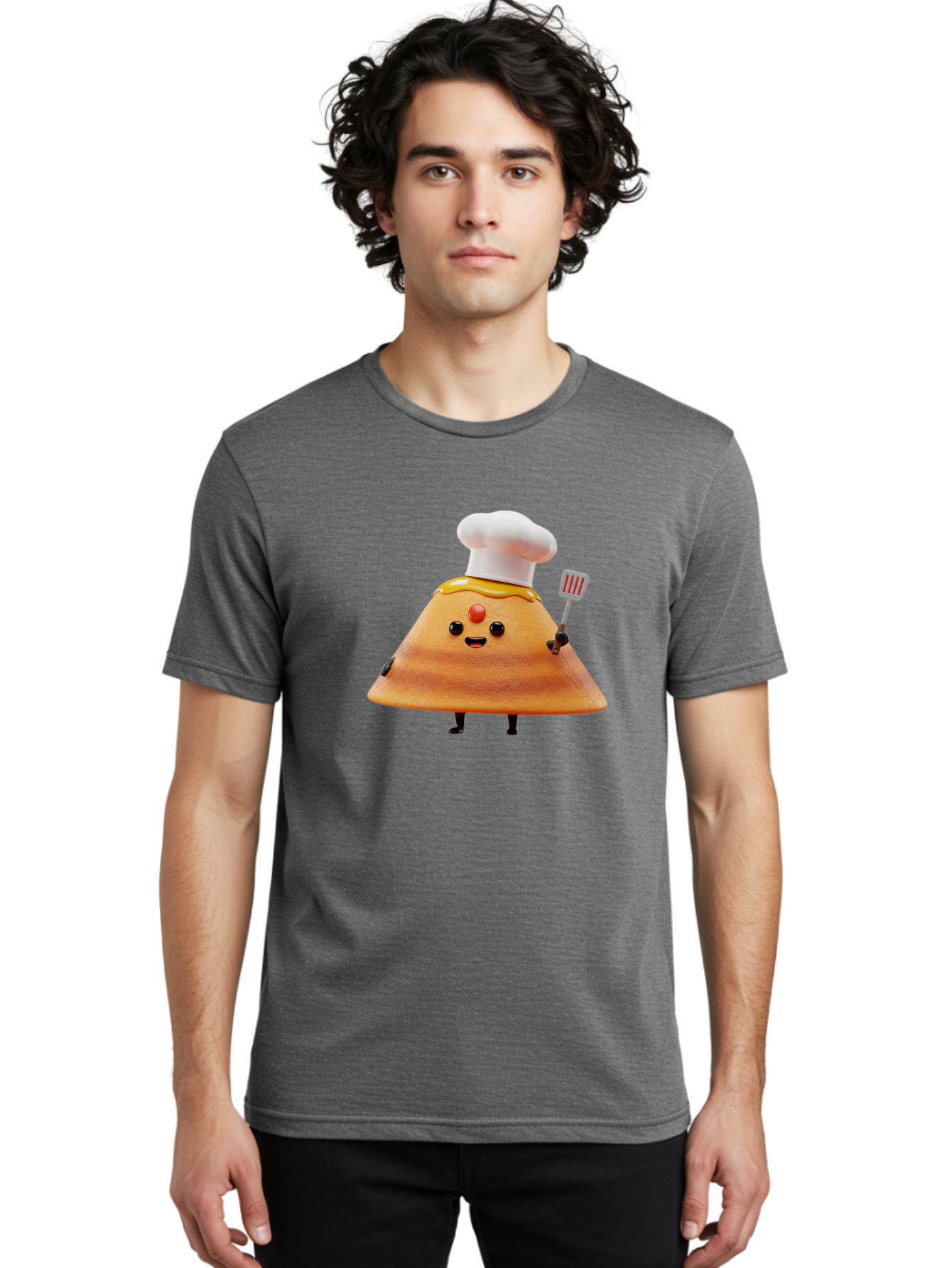 Egg-Character Men'S Graphic Tee, 100% Cotton, Comfortable Casual Summer Wear, Machine Washable, Fried Egg Cartoon Character, Chef Hat, Spatula, Cooking Utensils, Cute Face, Smiling Egg, Black Legs, Kitchen Illustration, Foodie Graphics, Baa640