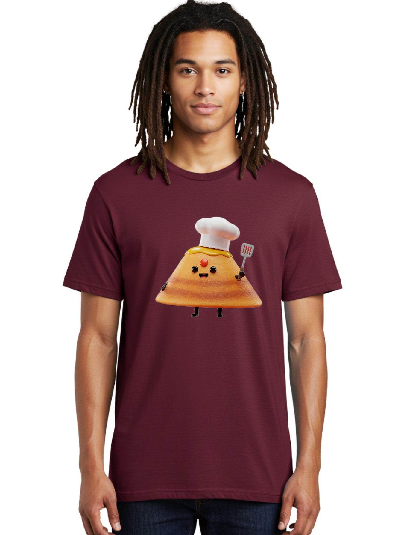 Egg-Character Men'S Graphic Tee, 100% Cotton, Comfortable Casual Summer Wear, Machine Washable, Fried Egg Cartoon Character, Chef Hat, Spatula, Cooking Utensils, Cute Face, Smiling Egg, Black Legs, Kitchen Illustration, Foodie Graphics, Baa640