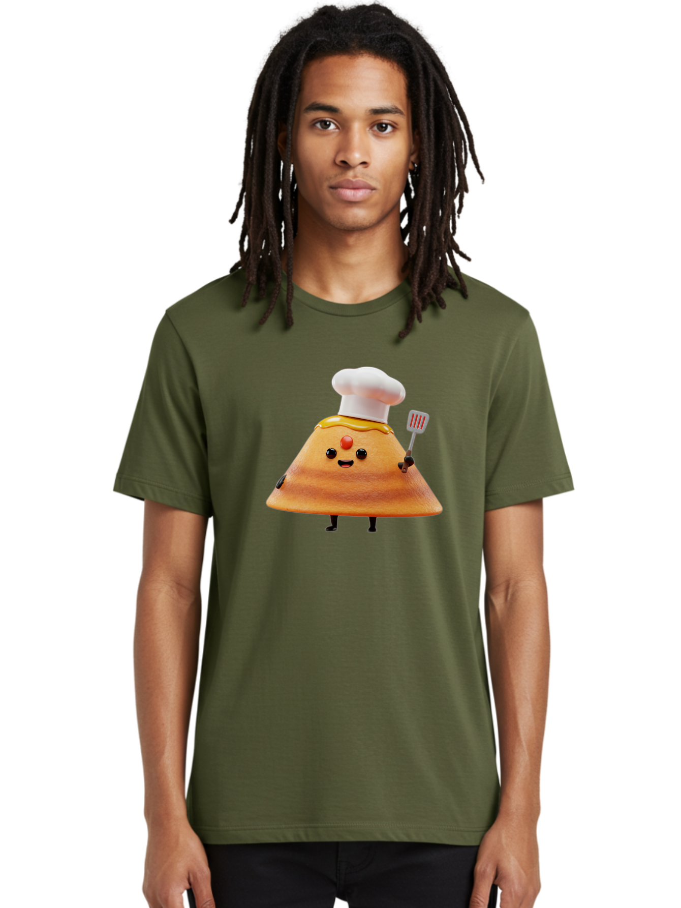 Egg-Character Men'S Graphic Tee, 100% Cotton, Comfortable Casual Summer Wear, Machine Washable, Fried Egg Cartoon Character, Chef Hat, Spatula, Cooking Utensils, Cute Face, Smiling Egg, Black Legs, Kitchen Illustration, Foodie Graphics, Baa640