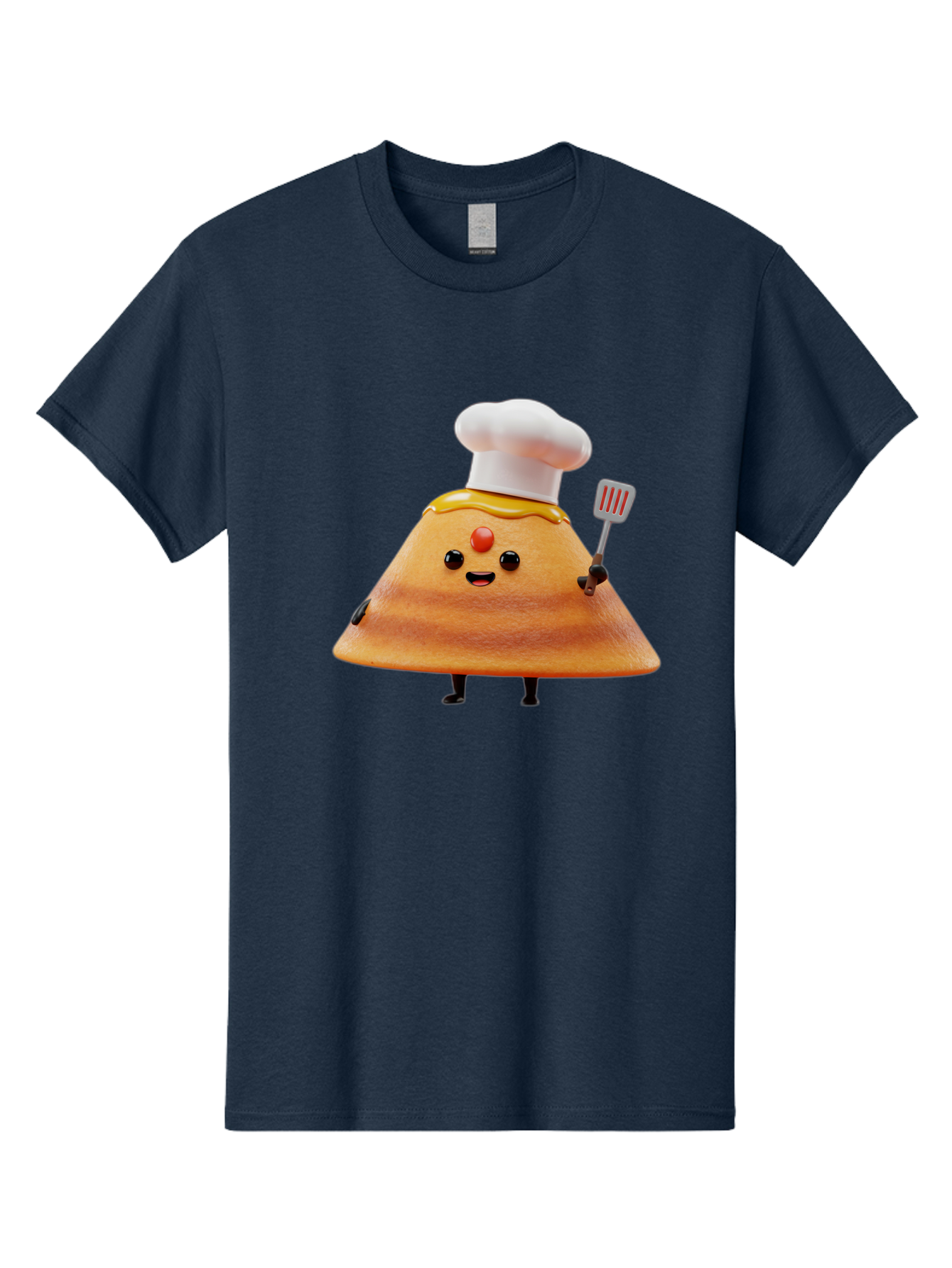 Egg-Character Men'S Graphic Tee, 100% Cotton, Comfortable Casual Summer Wear, Machine Washable, Fried Egg Cartoon Character, Chef Hat, Spatula, Cooking Utensils, Cute Face, Smiling Egg, Black Legs, Kitchen Illustration, Foodie Graphics, Baa640