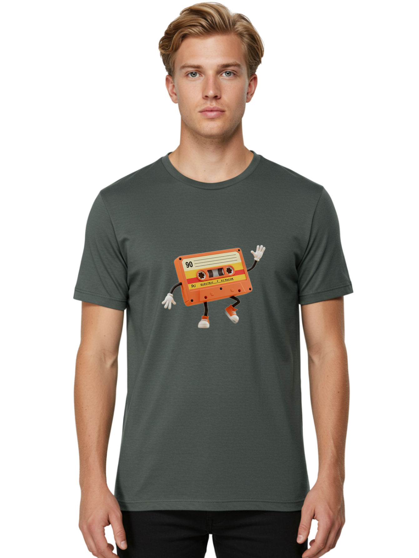 Electric-Eytopia-90 Men'S Graphic Tee, 100% Cotton, Comfortable Casual Summer Wear, Machine Washable, Retro Cassette Tape, Vintage Music, Nostalgic Charm, 90S Music, Cassette Culture, Music Nostalgia, Retro Vibe, Electric Ex-Patio Baa642
