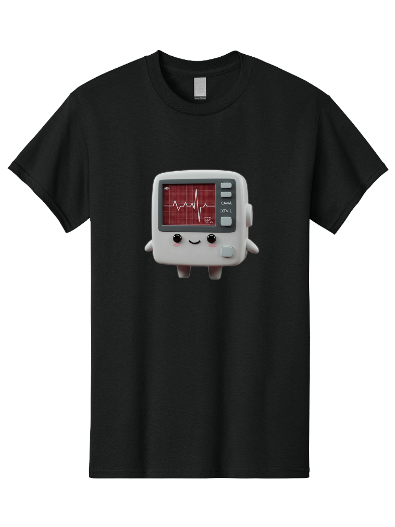 Electrocardiogram-Device Men'S Graphic Tee, 100% Cotton, Comfortable Casual Summer Wear, Machine Washable, Ecg Monitor, Heart Rate Graph, Medical Device, Cute Design, Cartoon Style, Ecg Reading, Cardiac Rhythm, Medical Technology Baa643