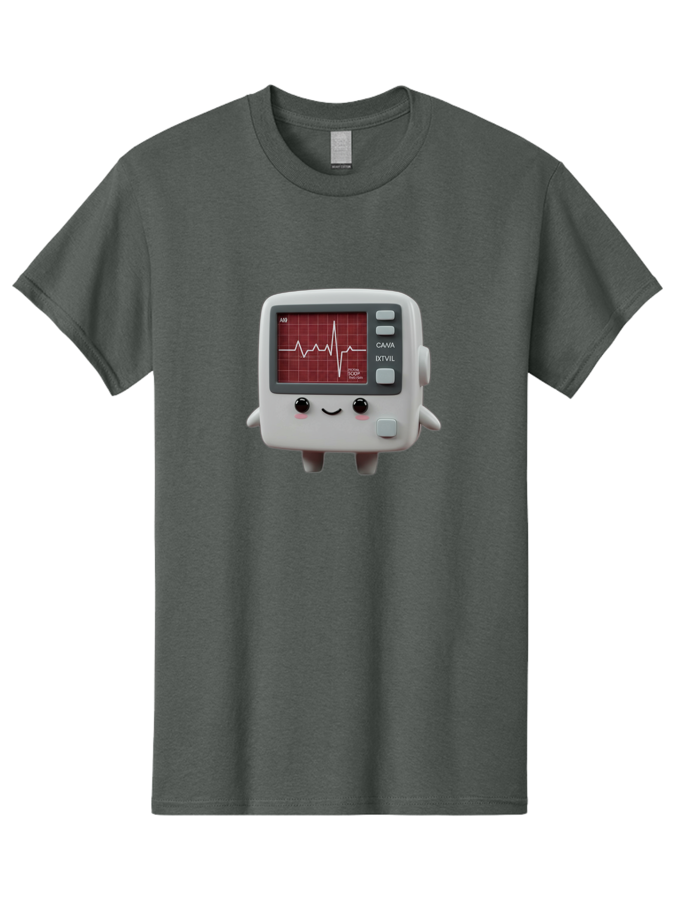 Electrocardiogram-Device Men'S Graphic Tee, 100% Cotton, Comfortable Casual Summer Wear, Machine Washable, Ecg Monitor, Heart Rate Graph, Medical Device, Cute Design, Cartoon Style, Ecg Reading, Cardiac Rhythm, Medical Technology Baa643