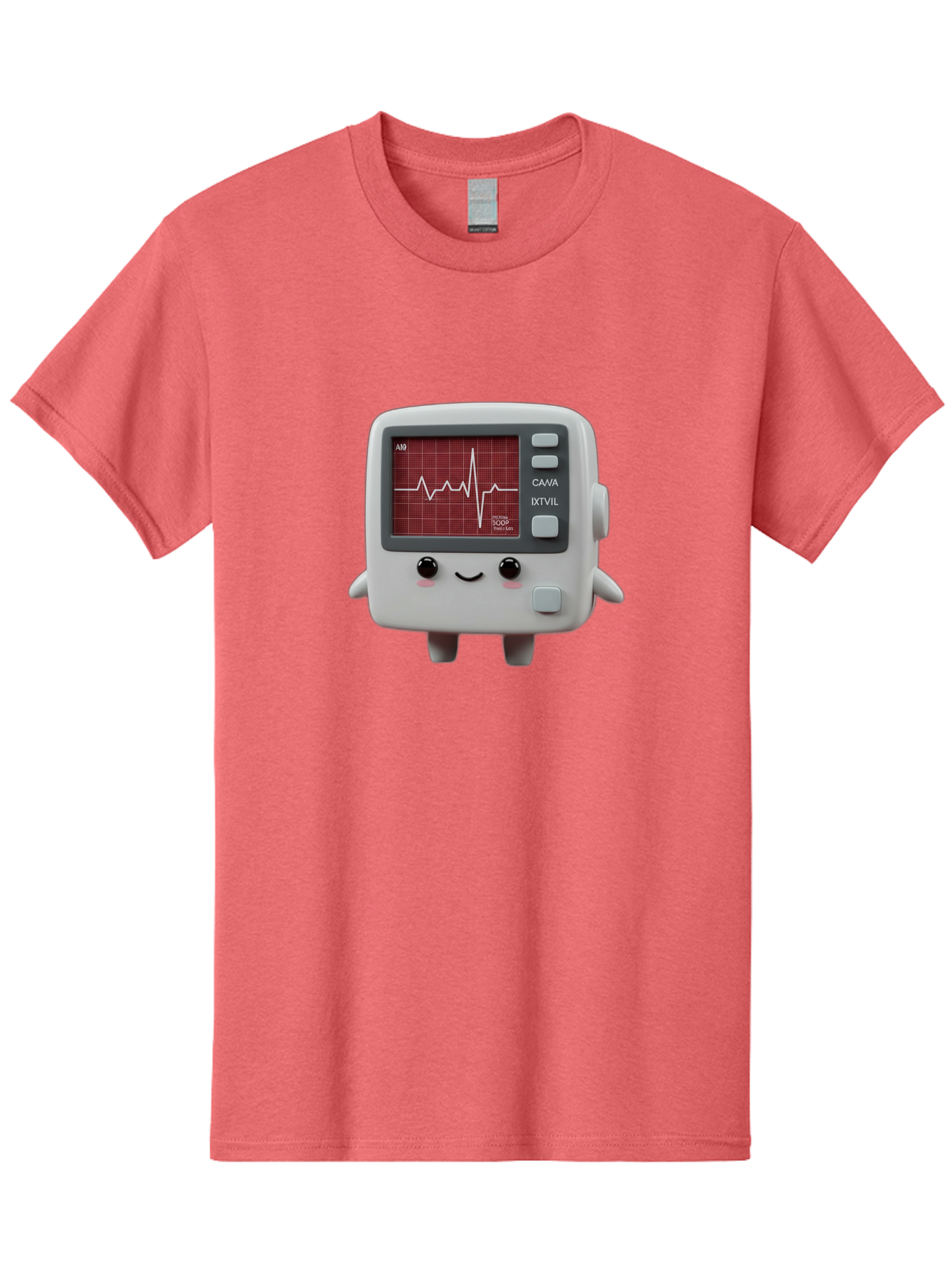 Electrocardiogram-Device Men'S Graphic Tee, 100% Cotton, Comfortable Casual Summer Wear, Machine Washable, Ecg Monitor, Heart Rate Graph, Medical Device, Cute Design, Cartoon Style, Ecg Reading, Cardiac Rhythm, Medical Technology Baa643