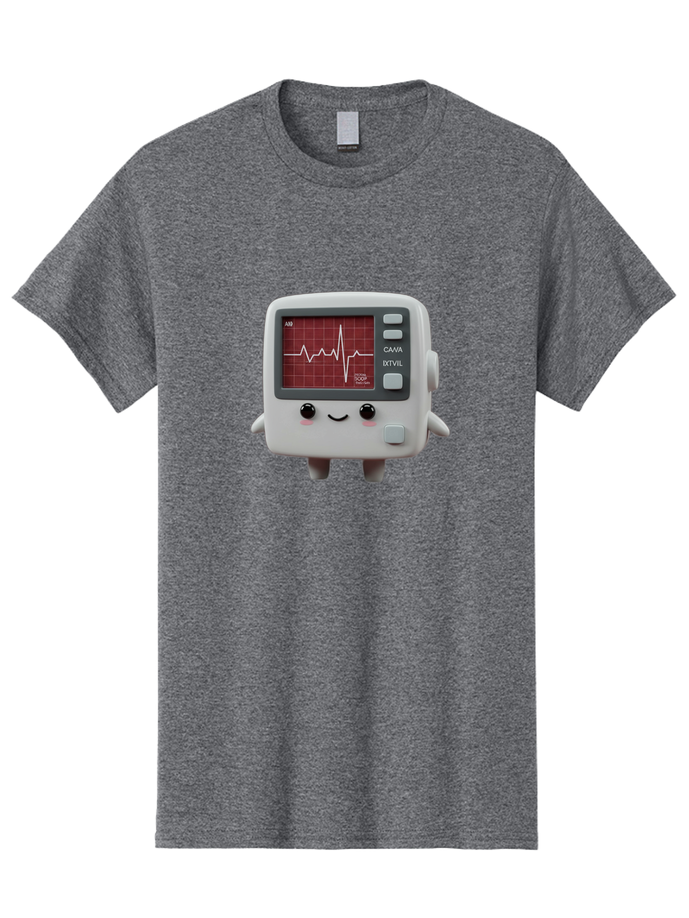 Electrocardiogram-Device Men'S Graphic Tee, 100% Cotton, Comfortable Casual Summer Wear, Machine Washable, Ecg Monitor, Heart Rate Graph, Medical Device, Cute Design, Cartoon Style, Ecg Reading, Cardiac Rhythm, Medical Technology Baa643