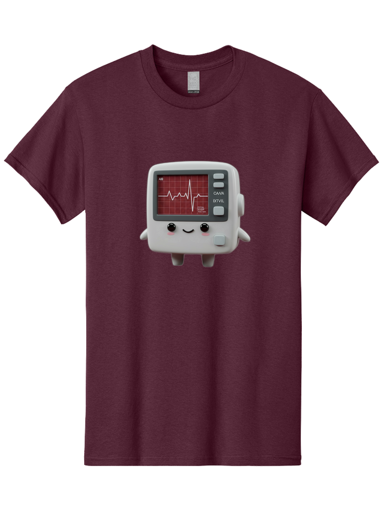 Electrocardiogram-Device Men'S Graphic Tee, 100% Cotton, Comfortable Casual Summer Wear, Machine Washable, Ecg Monitor, Heart Rate Graph, Medical Device, Cute Design, Cartoon Style, Ecg Reading, Cardiac Rhythm, Medical Technology Baa643