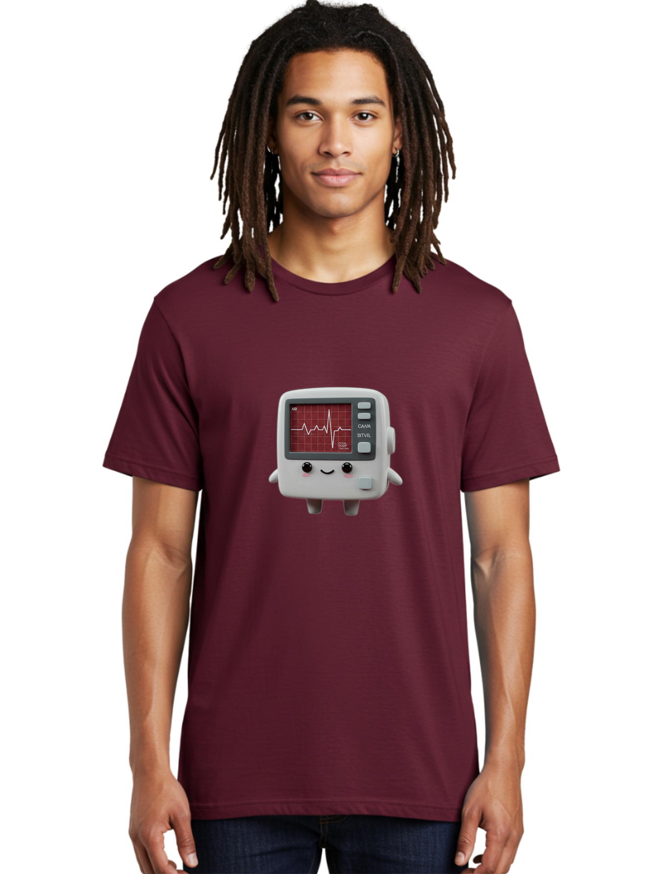 Electrocardiogram-Device Men'S Graphic Tee, 100% Cotton, Comfortable Casual Summer Wear, Machine Washable, Ecg Monitor, Heart Rate Graph, Medical Device, Cute Design, Cartoon Style, Ecg Reading, Cardiac Rhythm, Medical Technology Baa643
