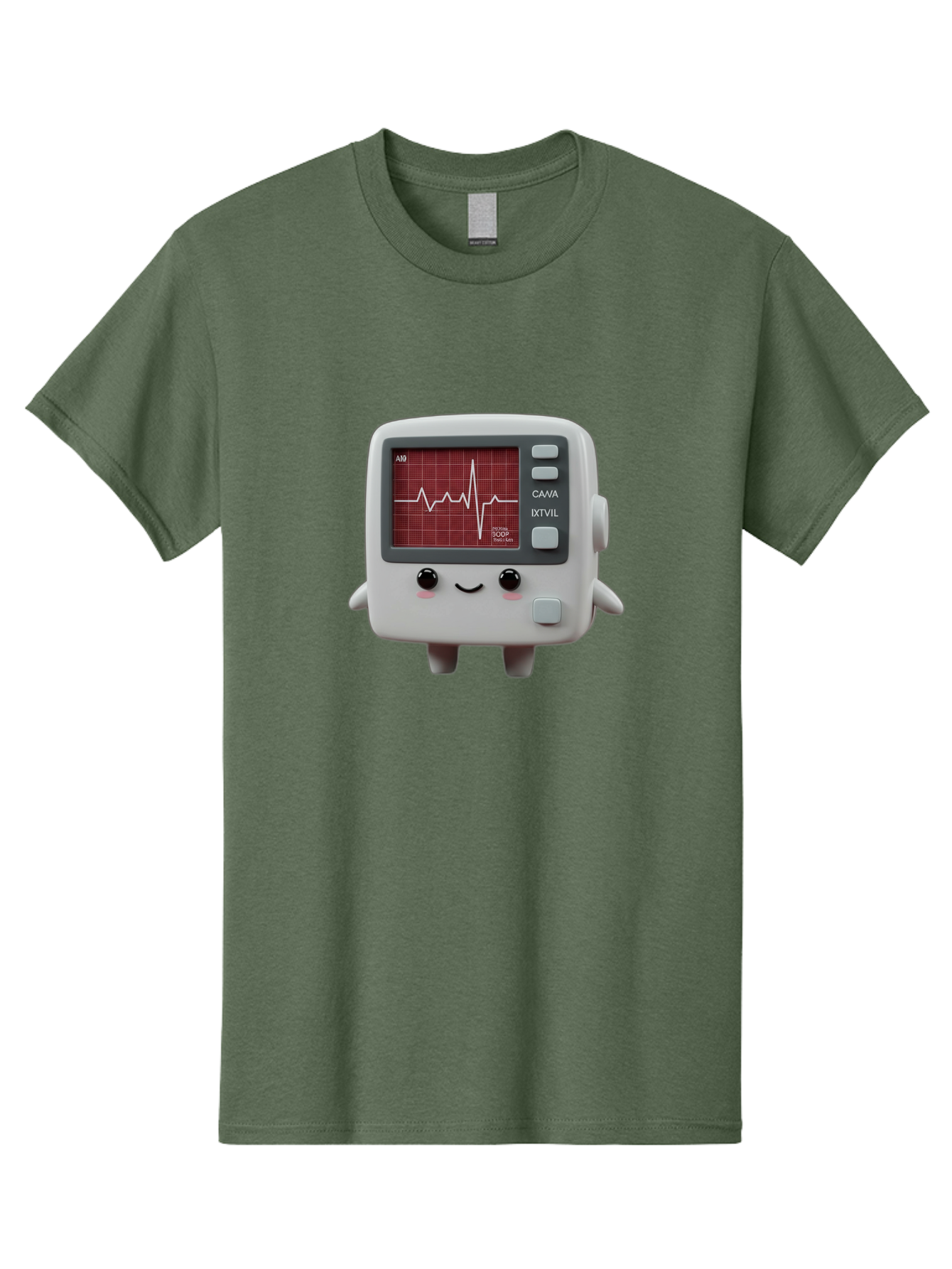 Electrocardiogram-Device Men'S Graphic Tee, 100% Cotton, Comfortable Casual Summer Wear, Machine Washable, Ecg Monitor, Heart Rate Graph, Medical Device, Cute Design, Cartoon Style, Ecg Reading, Cardiac Rhythm, Medical Technology Baa643