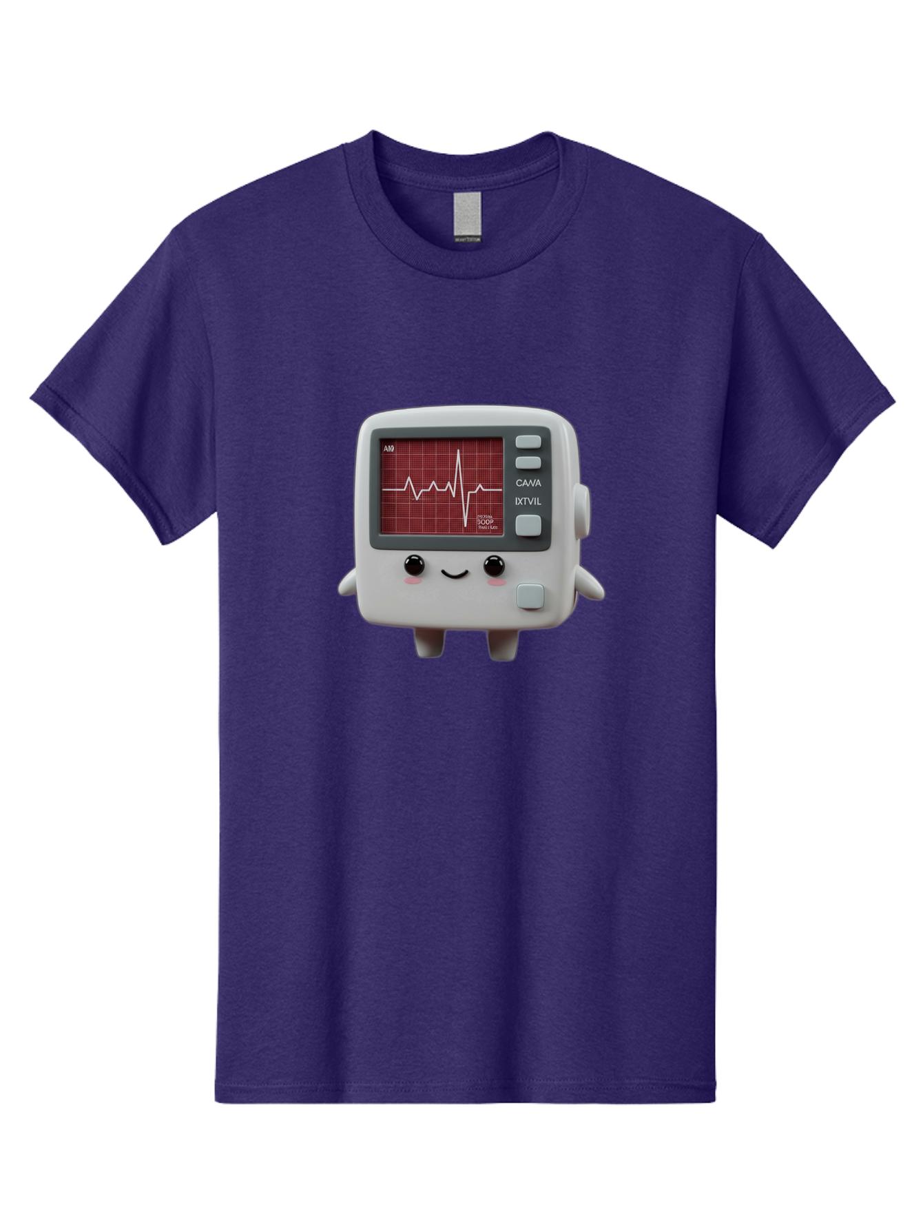 Electrocardiogram-Device Men'S Graphic Tee, 100% Cotton, Comfortable Casual Summer Wear, Machine Washable, Ecg Monitor, Heart Rate Graph, Medical Device, Cute Design, Cartoon Style, Ecg Reading, Cardiac Rhythm, Medical Technology Baa643
