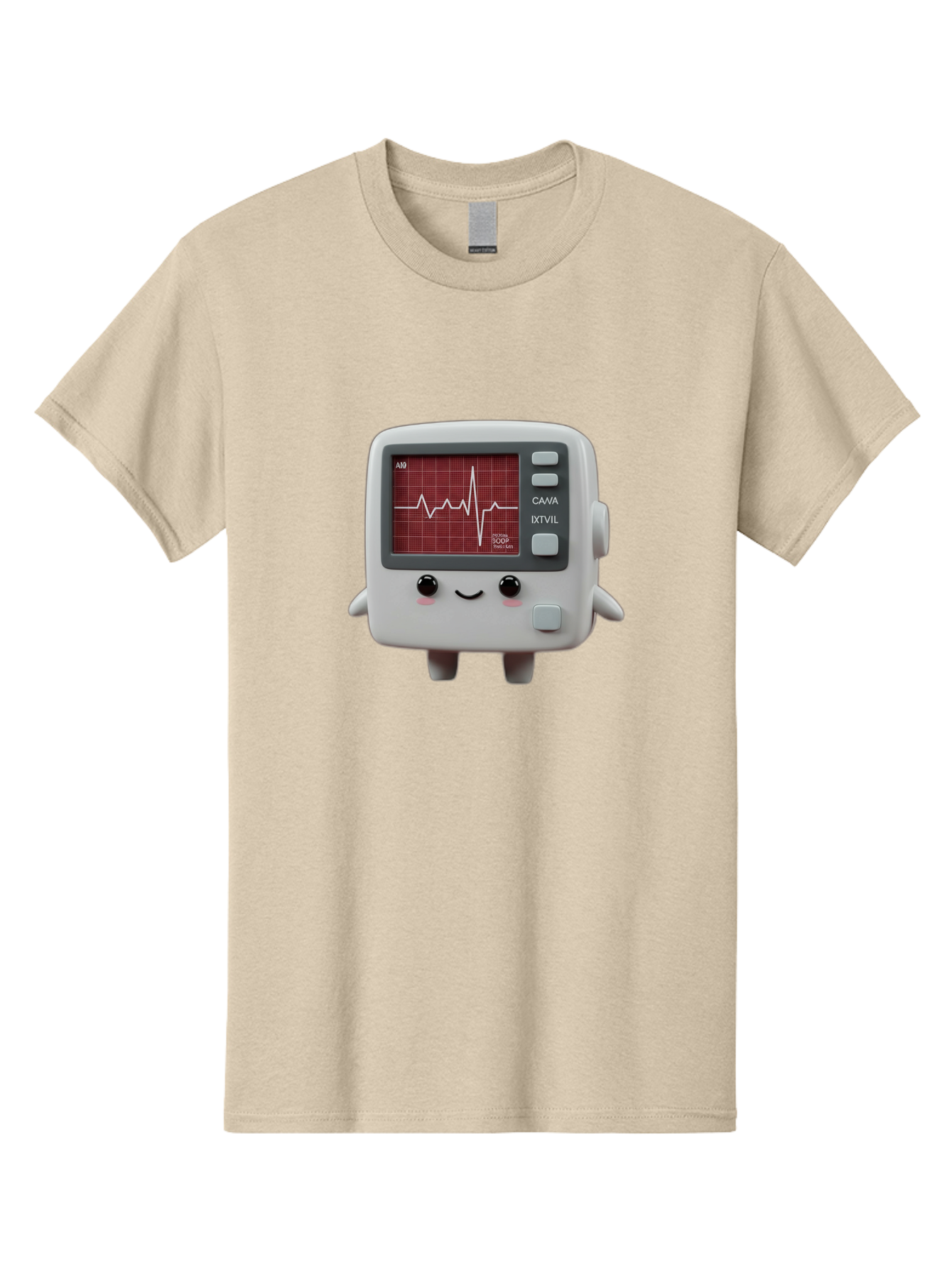 Electrocardiogram-Device Men'S Graphic Tee, 100% Cotton, Comfortable Casual Summer Wear, Machine Washable, Ecg Monitor, Heart Rate Graph, Medical Device, Cute Design, Cartoon Style, Ecg Reading, Cardiac Rhythm, Medical Technology Baa643