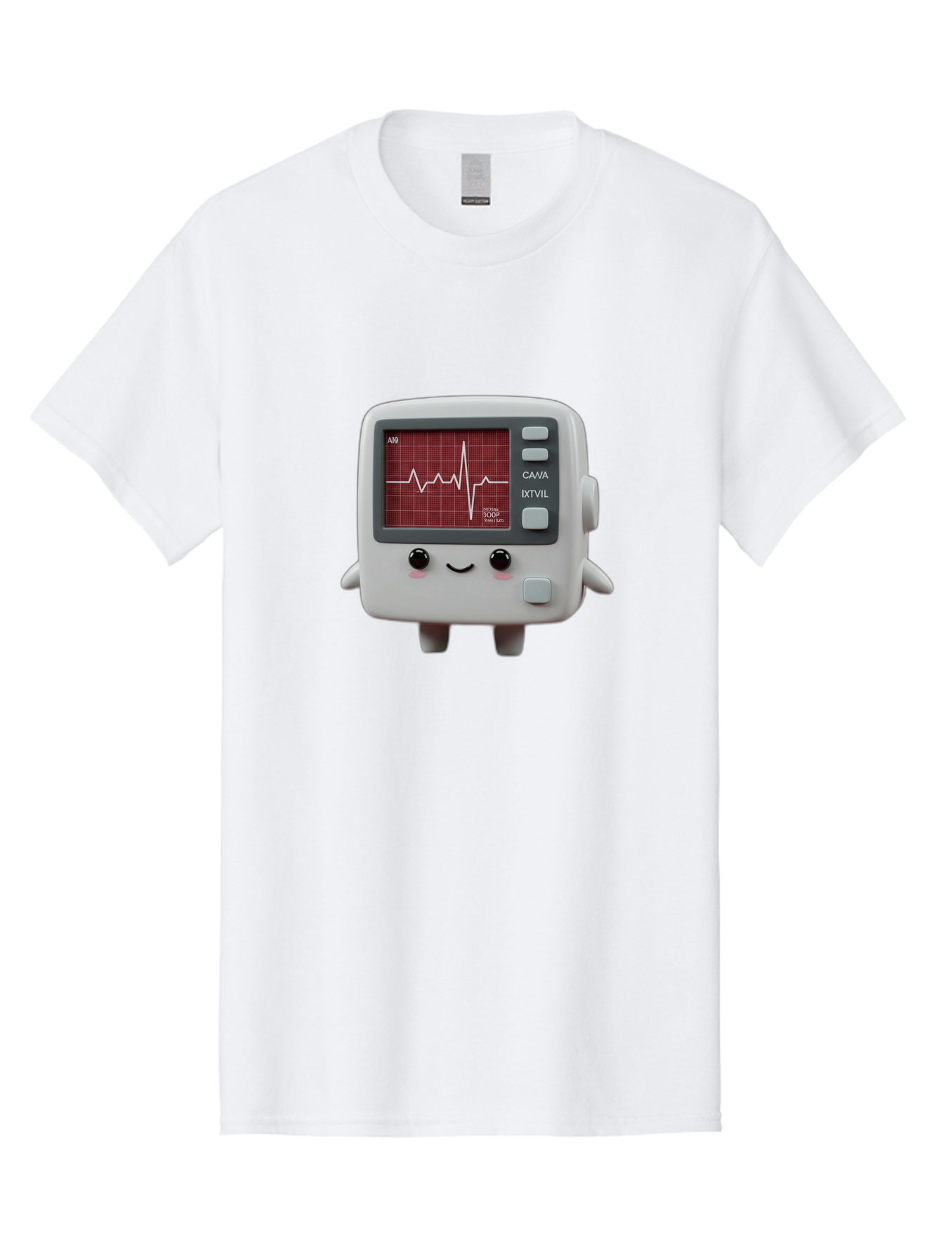Electrocardiogram-Device Men'S Graphic Tee, 100% Cotton, Comfortable Casual Summer Wear, Machine Washable, Ecg Monitor, Heart Rate Graph, Medical Device, Cute Design, Cartoon Style, Ecg Reading, Cardiac Rhythm, Medical Technology Baa643