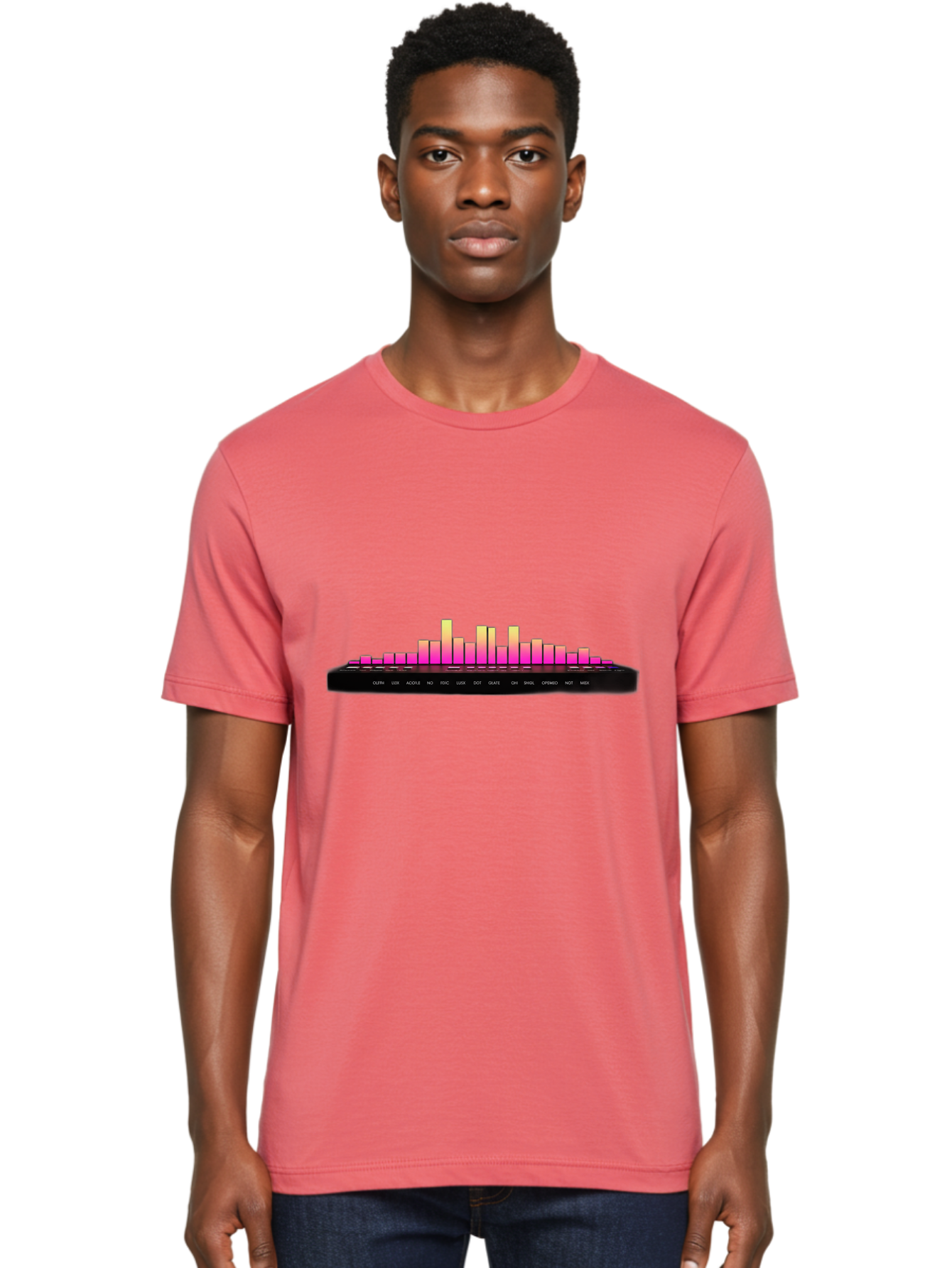 Equalizer-1 Men'S Graphic Tee, 100% Cotton, Comfortable Casual Summer Wear, Machine Washable, Equalizer Bars, Sound Wave, Music Visualizer, Audio Spectrum, Frequency Bars, Sound Levels, Music Production, Signal Processing Baa647