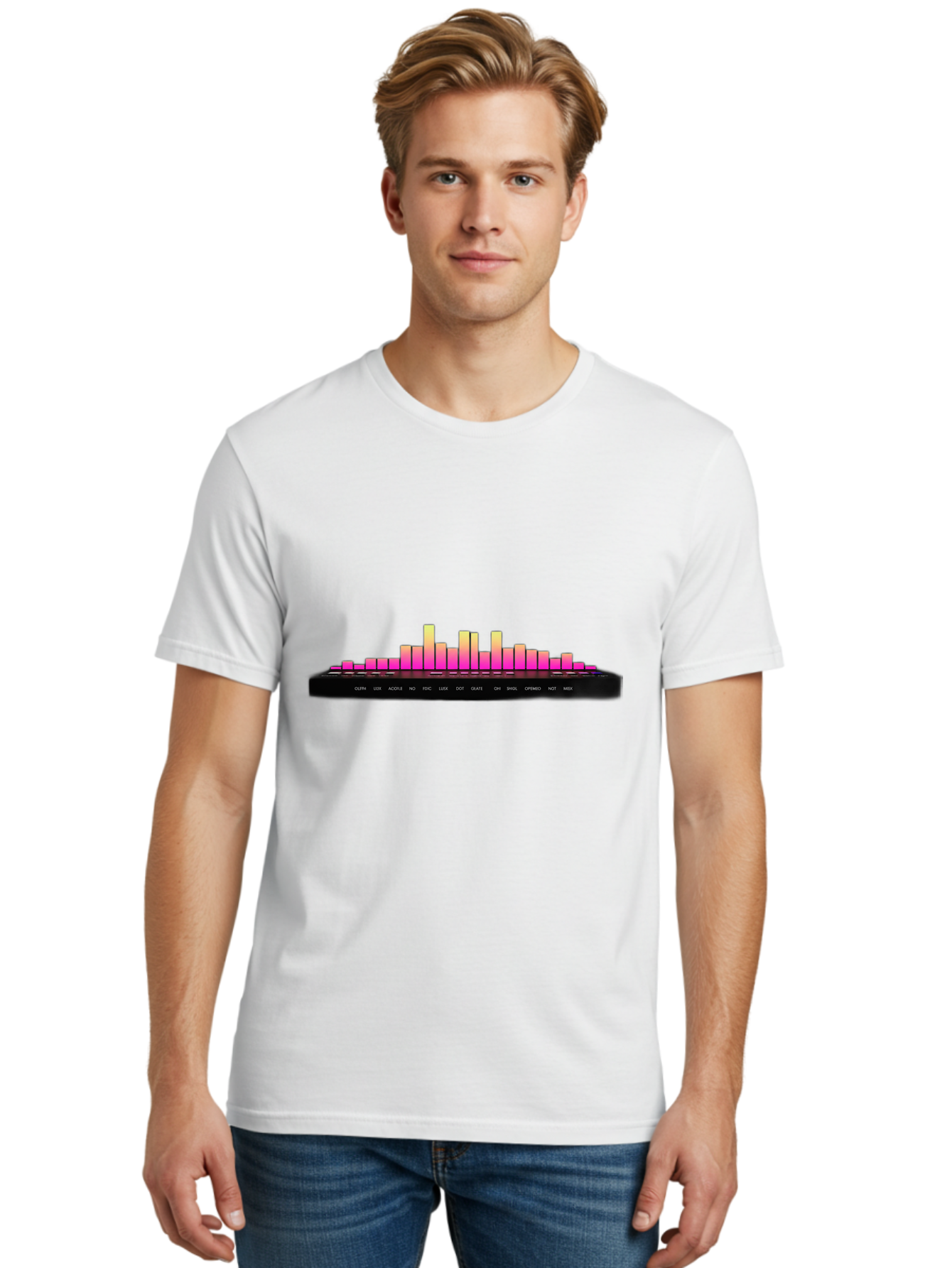 Equalizer-1 Men'S Graphic Tee, 100% Cotton, Comfortable Casual Summer Wear, Machine Washable, Equalizer Bars, Sound Wave, Music Visualizer, Audio Spectrum, Frequency Bars, Sound Levels, Music Production, Signal Processing Baa647