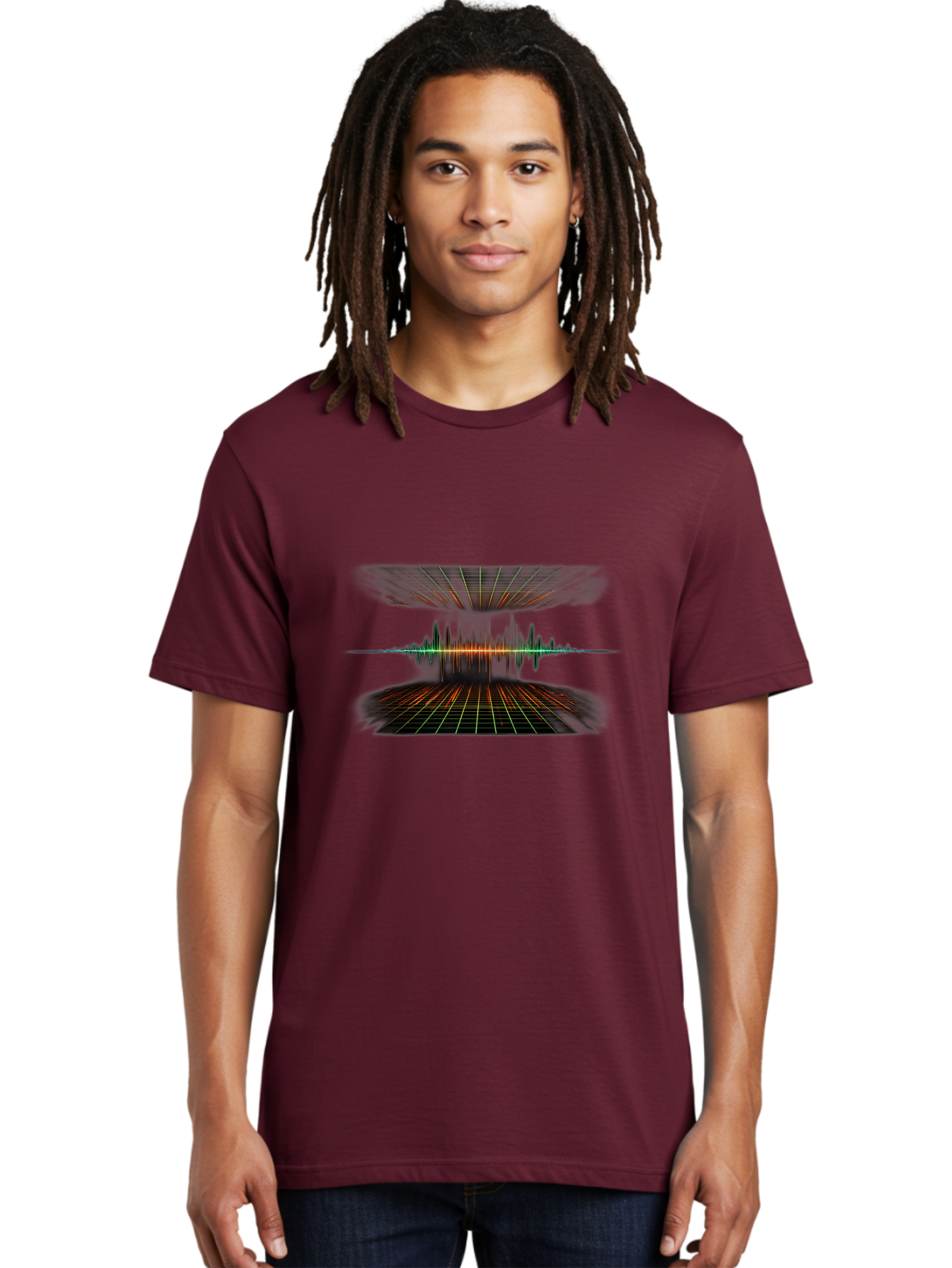 Equalizer Men'S Graphic Tee, 100% Cotton, Comfortable Casual Summer Wear, Machine Washable, Sound Wave Visualization, Audio Signal Processing, Music Production, Waveform Graphic, Grid Pattern, Dynamic Visuals, Symmetrical Design, Baa648