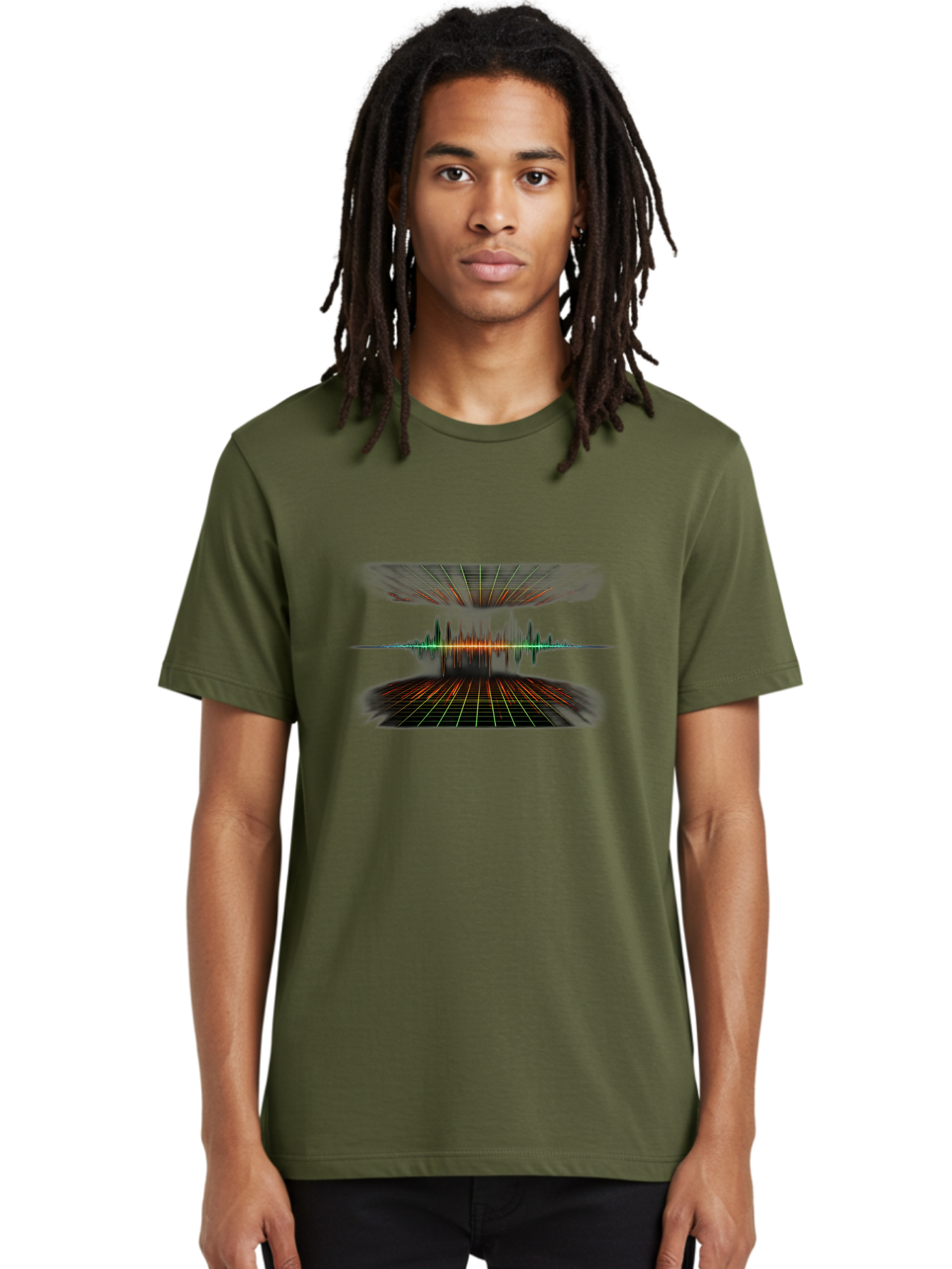 Equalizer Men'S Graphic Tee, 100% Cotton, Comfortable Casual Summer Wear, Machine Washable, Sound Wave Visualization, Audio Signal Processing, Music Production, Waveform Graphic, Grid Pattern, Dynamic Visuals, Symmetrical Design, Baa648