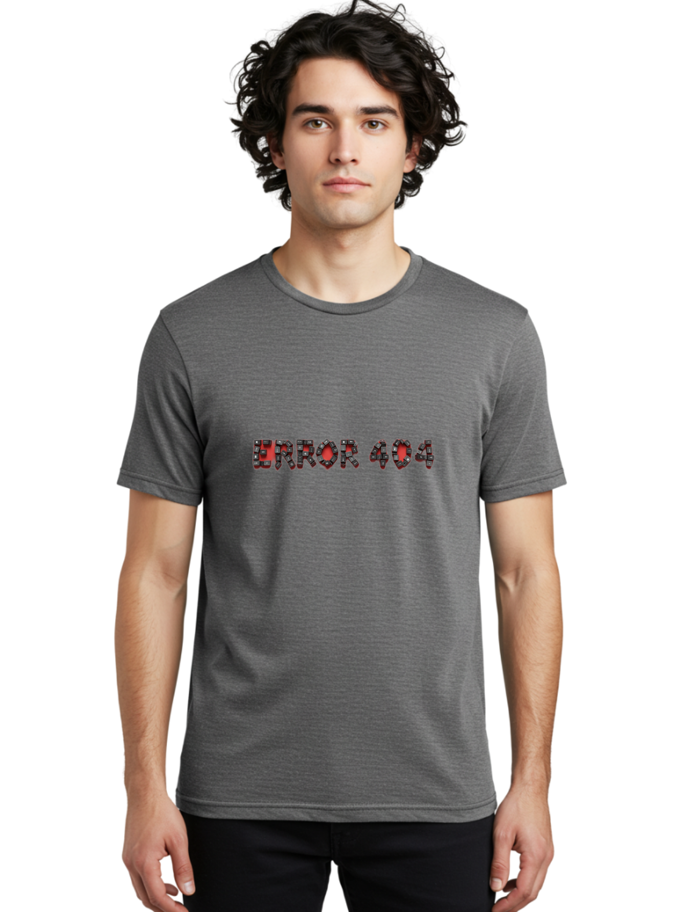 Error-404-1 Men'S Graphic Tee, 100% Cotton, Comfortable Casual Summer Wear, Machine Washable, Error 404 Message, Broken Link, Webpage Not Found, Futuristic Font, Cyberpunk Typography, Red And Black Color Scheme, Glitch Art, Robotic Lettering, Baa649