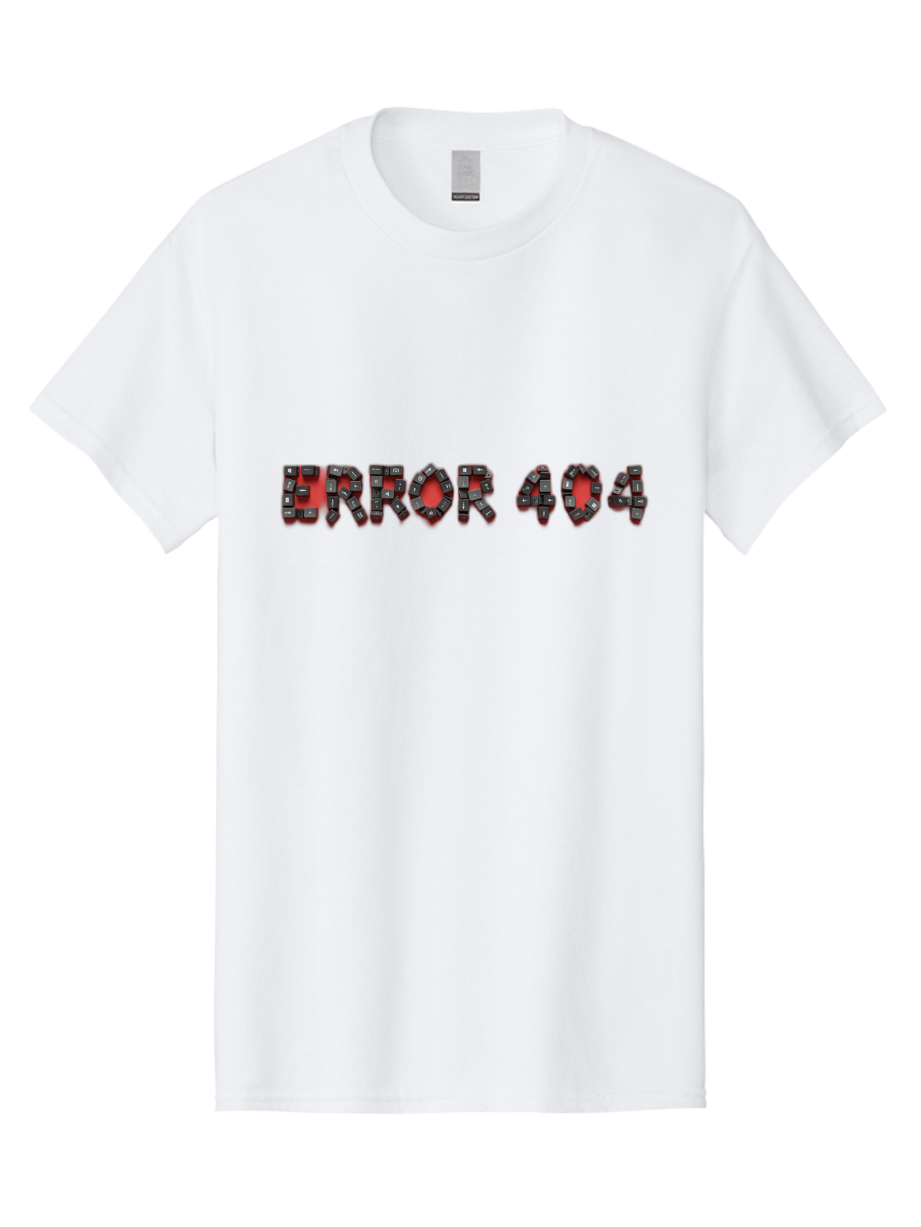 Error-404-1 Men'S Graphic Tee, 100% Cotton, Comfortable Casual Summer Wear, Machine Washable, Error 404 Message, Broken Link, Webpage Not Found, Futuristic Font, Cyberpunk Typography, Red And Black Color Scheme, Glitch Art, Robotic Lettering, Baa649