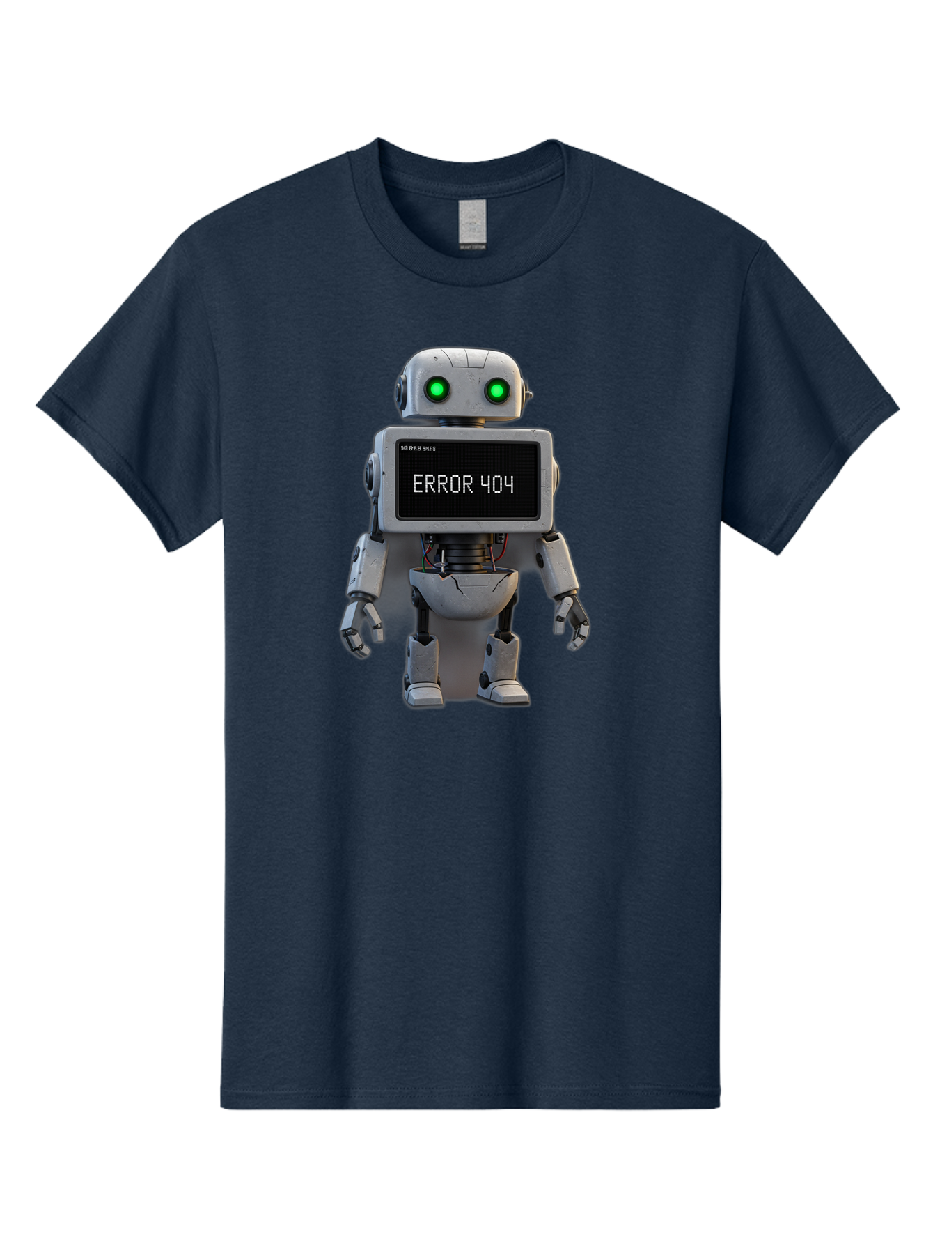Error-404-2 Men'S Graphic Tee, 100% Cotton, Comfortable Casual Summer Wear, Machine Washable, Robot Showing Error Message, Malfunctioning Robot, Digital Glitch, Error 404, Futuristic Android, Robotic Failure Baa650