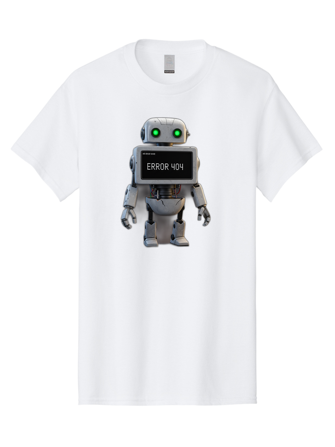 Error-404-2 Men'S Graphic Tee, 100% Cotton, Comfortable Casual Summer Wear, Machine Washable, Robot Showing Error Message, Malfunctioning Robot, Digital Glitch, Error 404, Futuristic Android, Robotic Failure Baa650