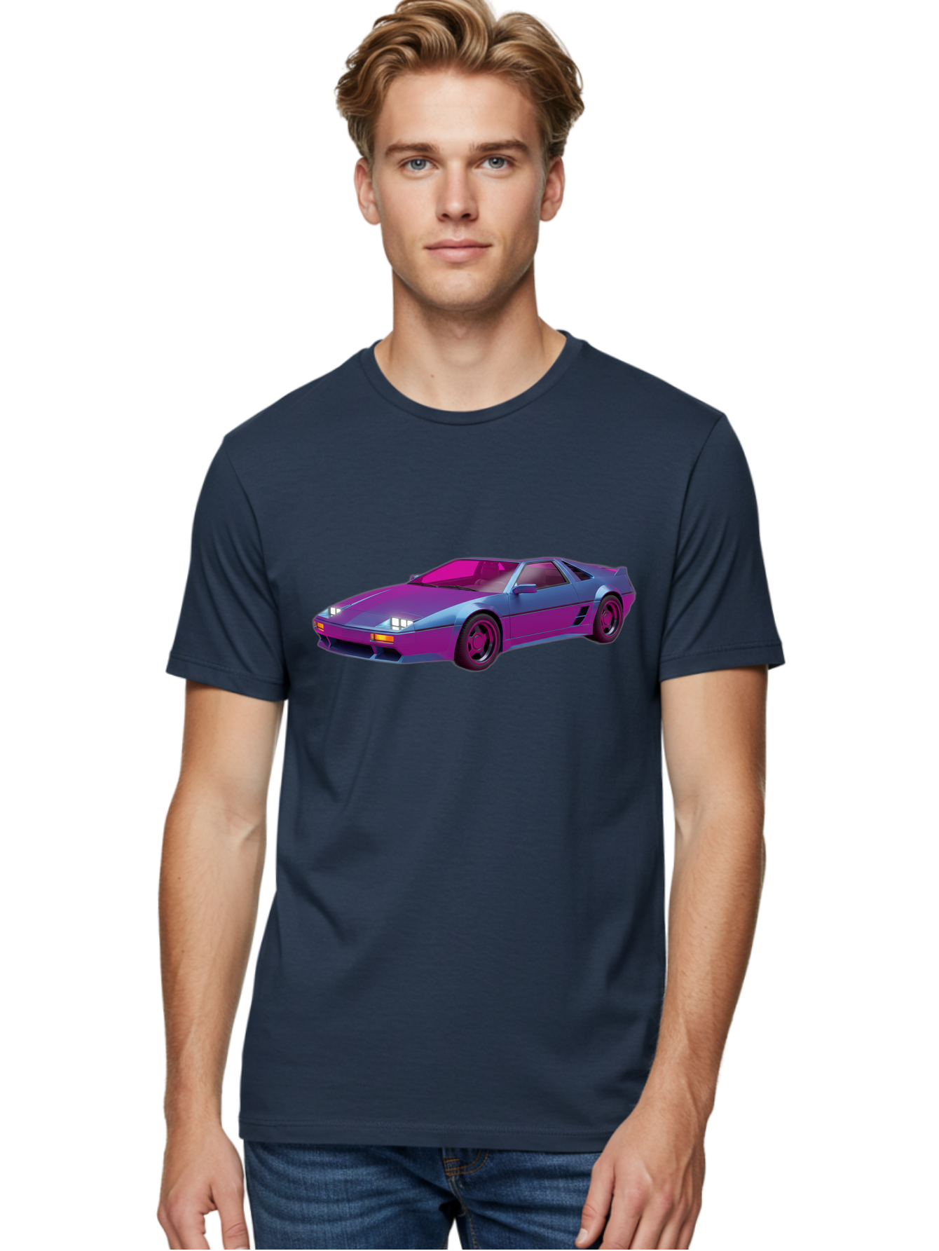 Ferrari-288-Gto Men'S Graphic Tee, 100% Cotton, Comfortable Casual Summer Wear, Machine Washable, Ferrari 288 Gto, Sports Car, Sleek Design, Vibrant Colors, Purple And Pink Gradient, Luxury Vehicle, High-Performance Car, Classic Ferrari Model, Baa670