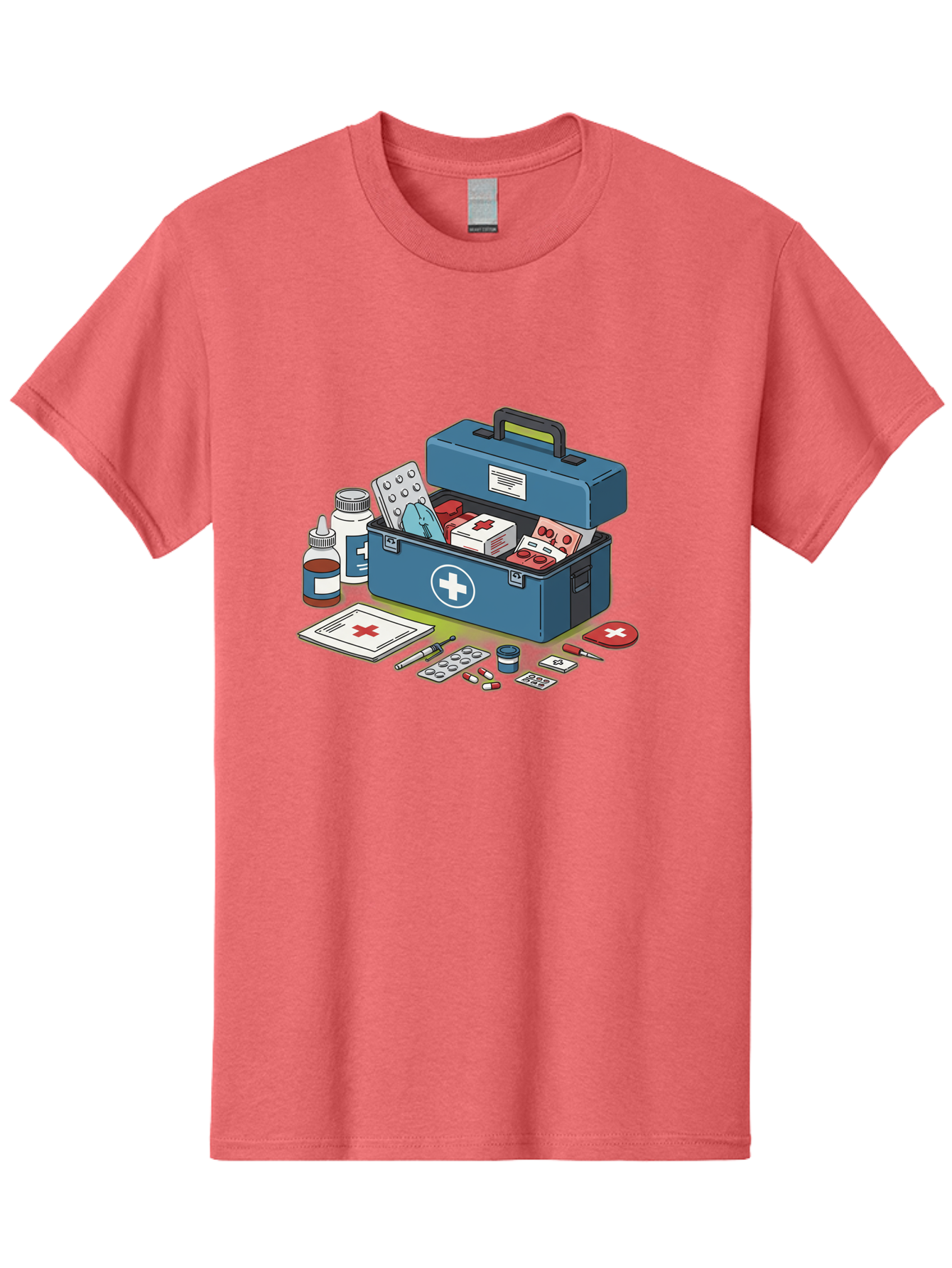 First-Aid-Kit-1 Men'S Graphic Tee, 100% Cotton, Comfortable Casual Summer Wear, Machine Washable, First Aid Kit, Medical Supplies, Emergency Response, Health Care, Wound Care, Medications, Medical Equipment, Emergency Preparedness Baa672