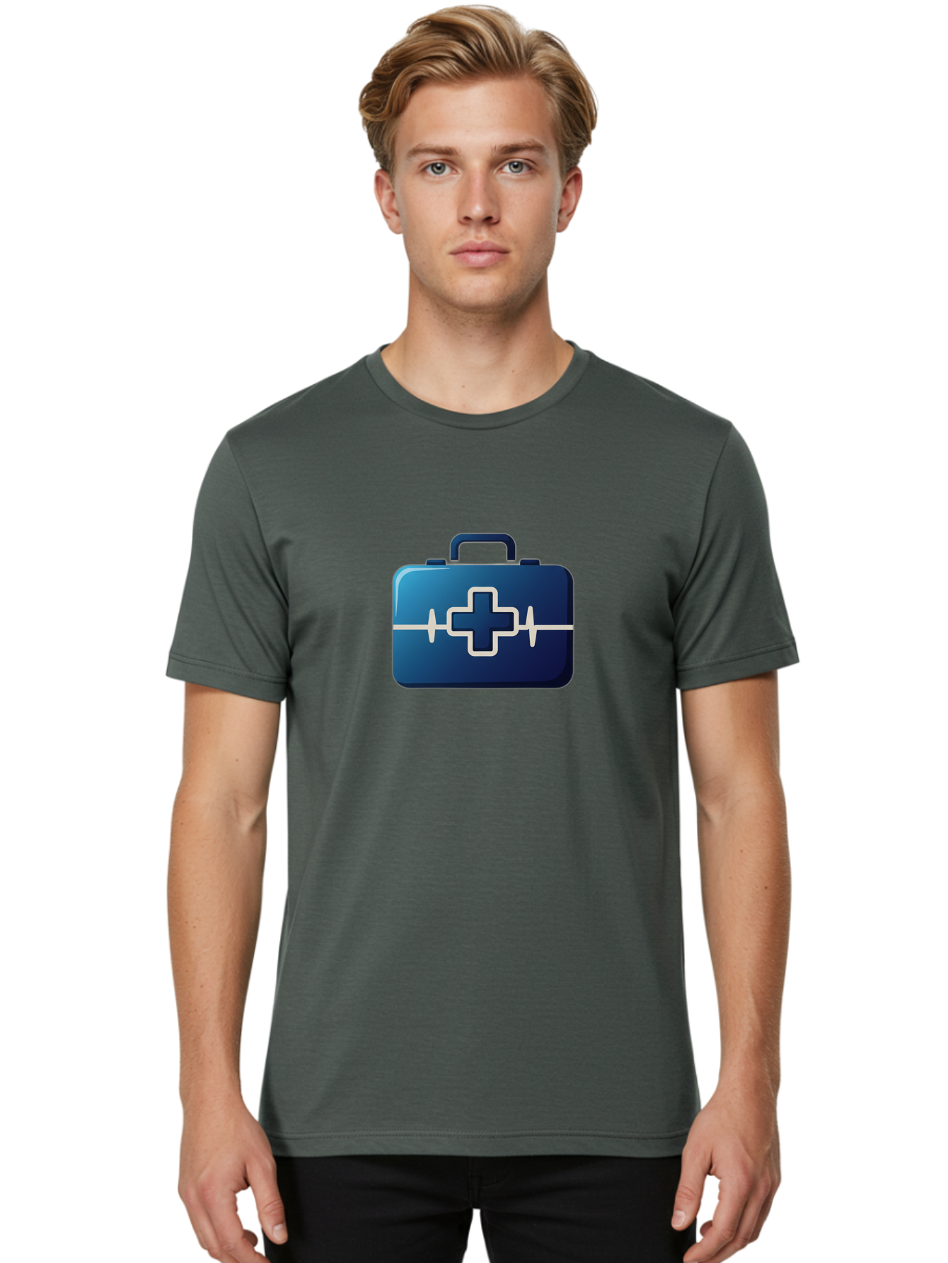 First-Aid-Kit-12 Men'S Graphic Tee, 100% Cotton, Comfortable Casual Summer Wear, Machine Washable, First Aid Kit, Medical Cross, Health Care, Emergency Kit, Medical Supplies, Health Symbol, Medical Aid, Heartbeat Baa675