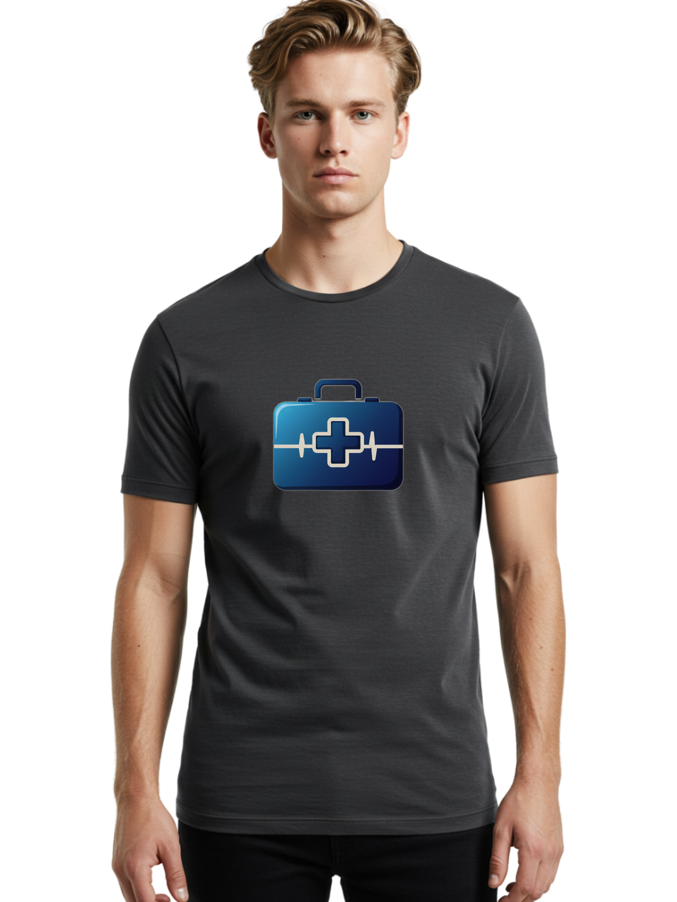 First-Aid-Kit-12 Men'S Graphic Tee, 100% Cotton, Comfortable Casual Summer Wear, Machine Washable, First Aid Kit, Medical Cross, Health Care, Emergency Kit, Medical Supplies, Health Symbol, Medical Aid, Heartbeat Baa675