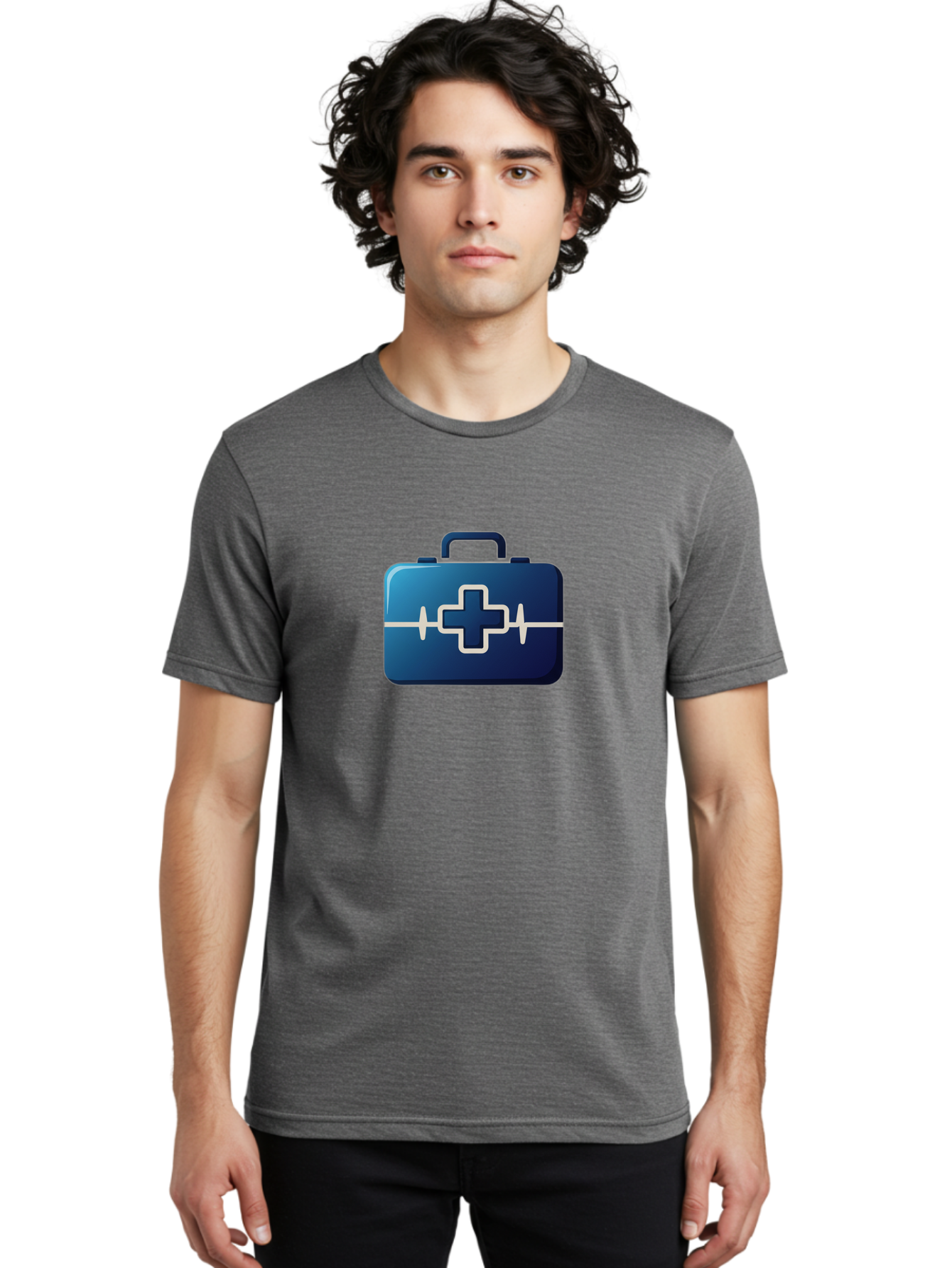First-Aid-Kit-12 Men'S Graphic Tee, 100% Cotton, Comfortable Casual Summer Wear, Machine Washable, First Aid Kit, Medical Cross, Health Care, Emergency Kit, Medical Supplies, Health Symbol, Medical Aid, Heartbeat Baa675