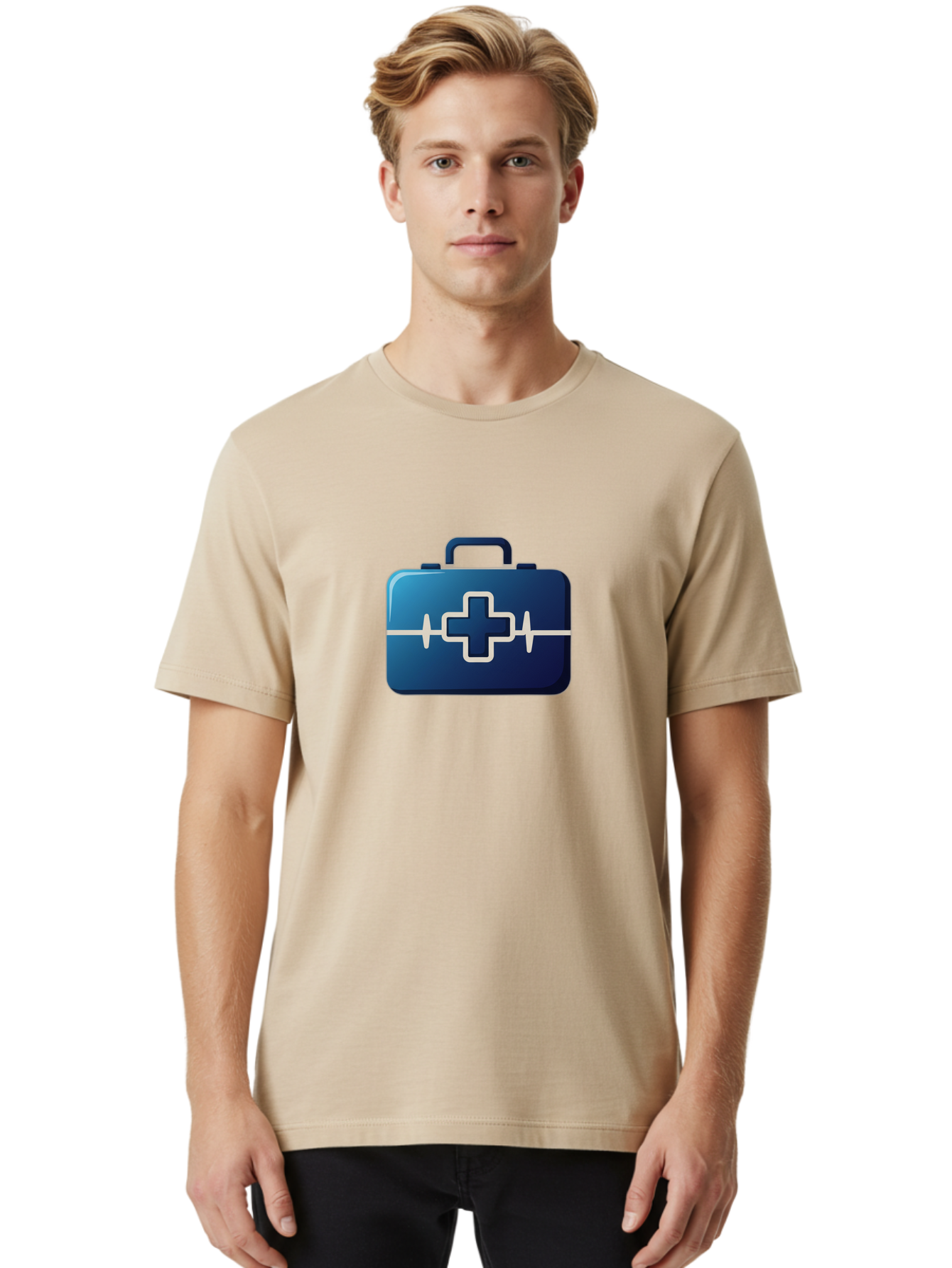 First-Aid-Kit-12 Men'S Graphic Tee, 100% Cotton, Comfortable Casual Summer Wear, Machine Washable, First Aid Kit, Medical Cross, Health Care, Emergency Kit, Medical Supplies, Health Symbol, Medical Aid, Heartbeat Baa675