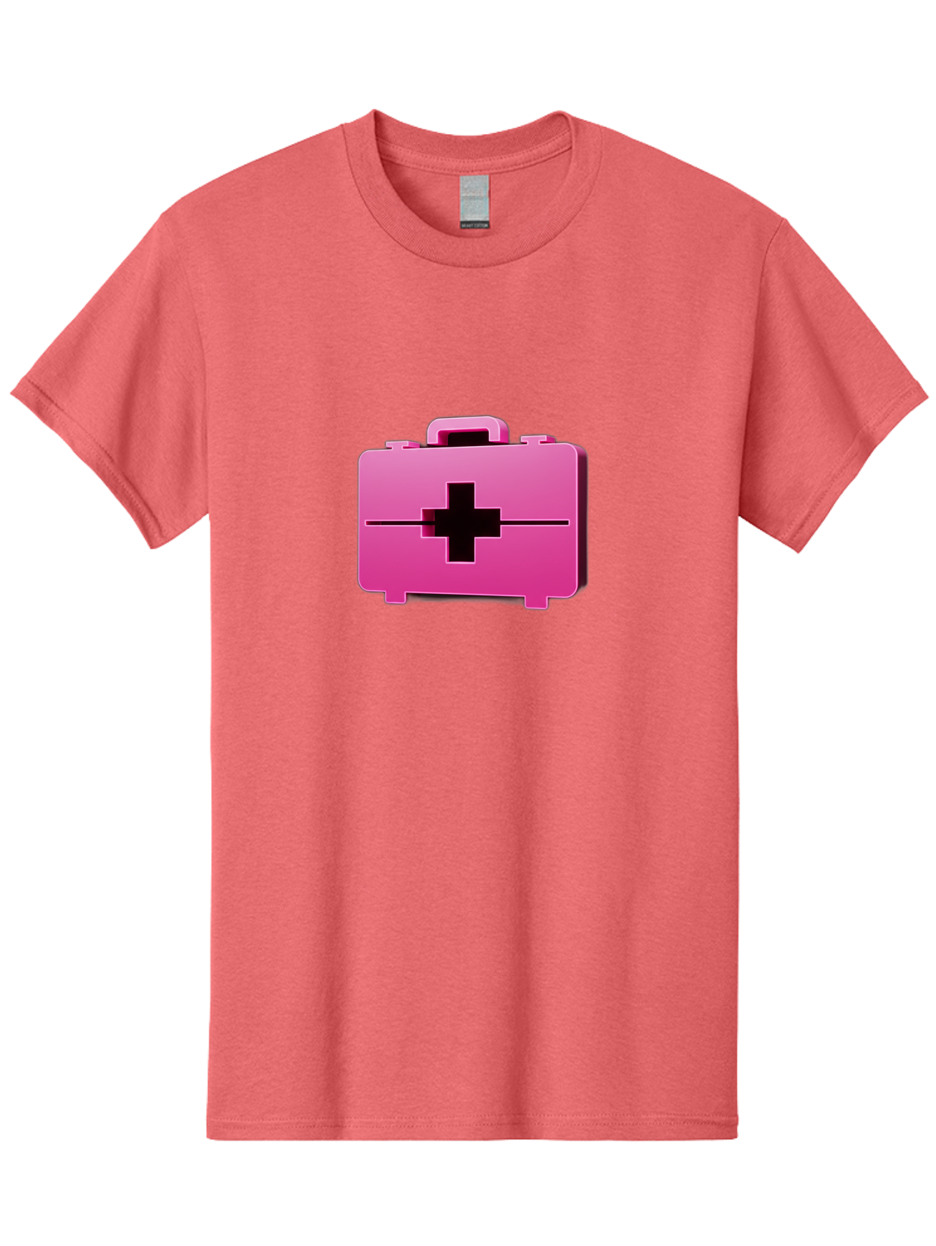 First-Aid-Kit-5 Men'S Graphic Tee, 100% Cotton, Comfortable Casual Summer Wear, Machine Washable, Pink First Aid Kit, Medical Supplies, Health Care, Emergency Kit, Black Cross Symbol, Medical Emergency, First Aid Supplies Baa679