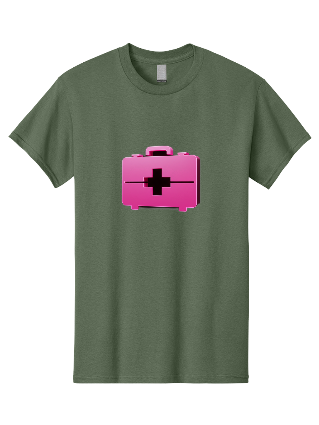 First-Aid-Kit-5 Men'S Graphic Tee, 100% Cotton, Comfortable Casual Summer Wear, Machine Washable, Pink First Aid Kit, Medical Supplies, Health Care, Emergency Kit, Black Cross Symbol, Medical Emergency, First Aid Supplies Baa679