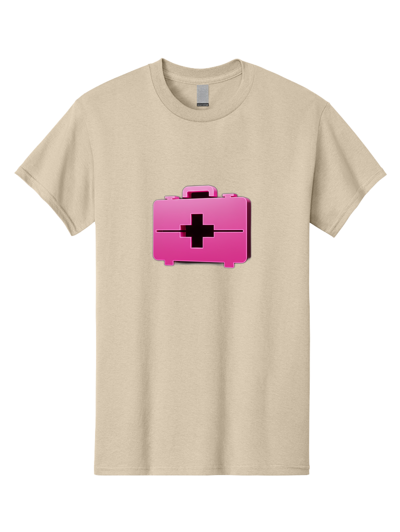 First-Aid-Kit-5 Men'S Graphic Tee, 100% Cotton, Comfortable Casual Summer Wear, Machine Washable, Pink First Aid Kit, Medical Supplies, Health Care, Emergency Kit, Black Cross Symbol, Medical Emergency, First Aid Supplies Baa679