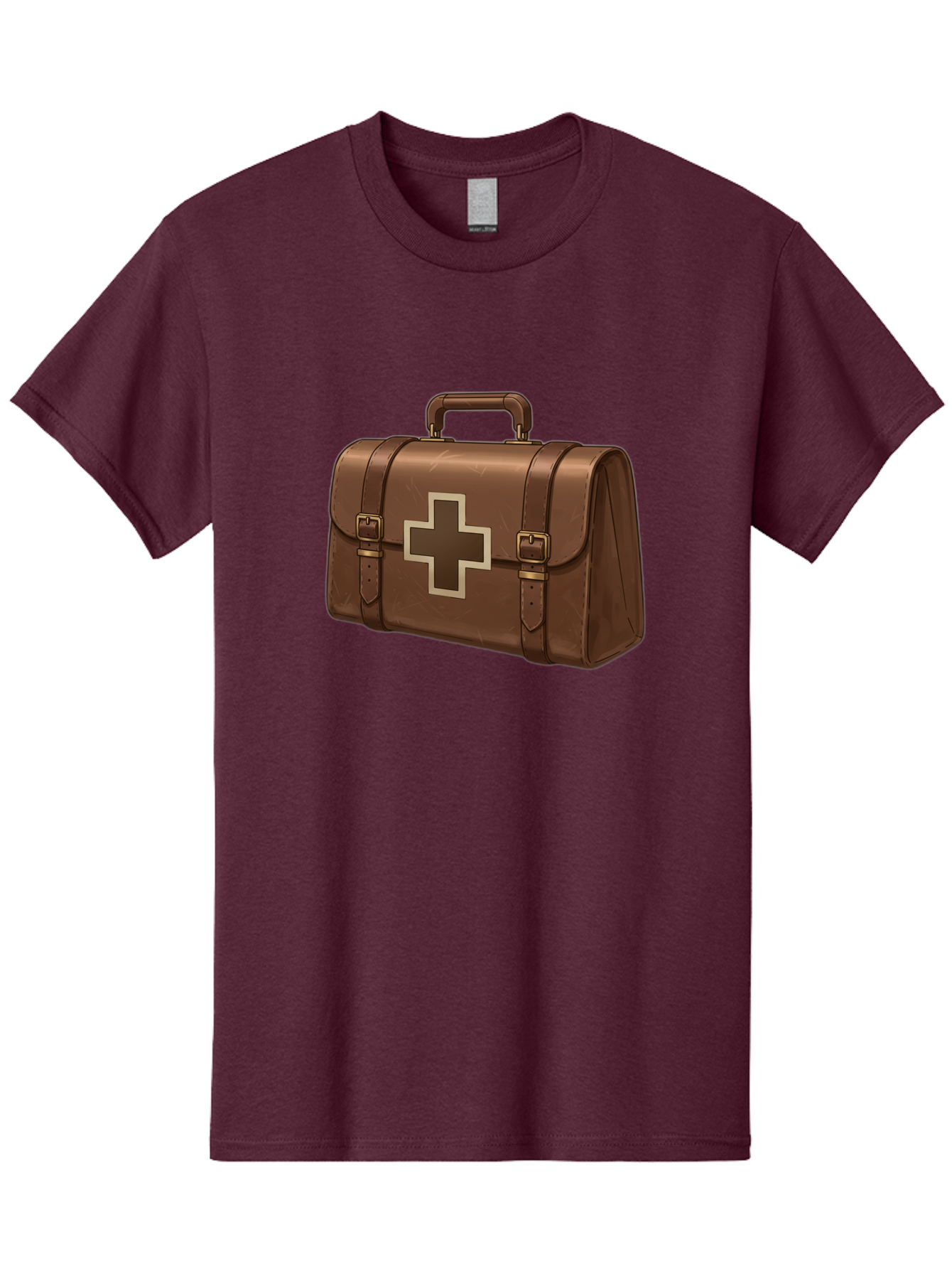 First-Aid-Kit-6 Men'S Graphic Tee, 100% Cotton, Comfortable Casual Summer Wear, Machine Washable, Brown Leather First Aid Kit, Medical Bag, Red Cross Symbol, Emergency Supplies, Healthcare Equipment, Medical Care Baa680