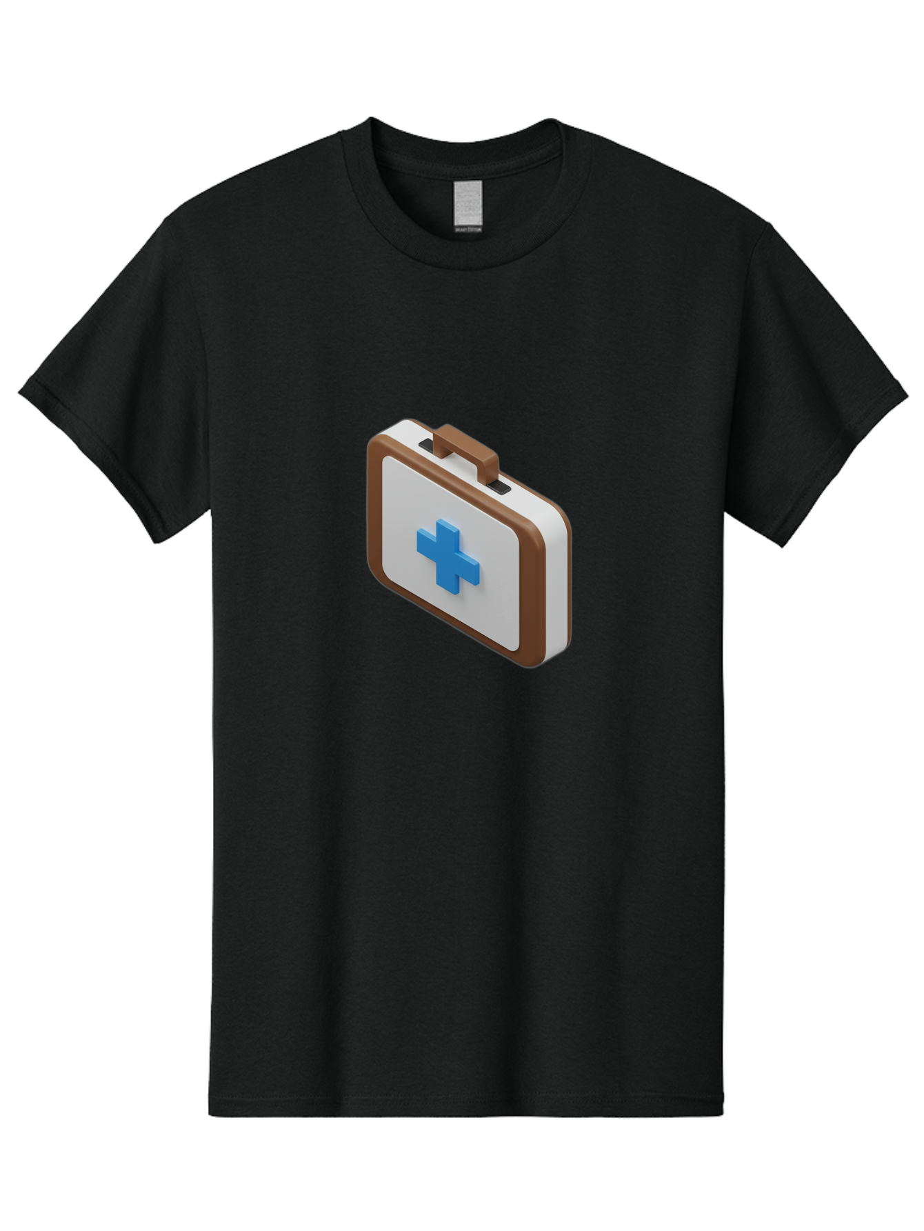 First-Aid-Kit-7 Men'S Graphic Tee, 100% Cotton, Comfortable Casual Summer Wear, Machine Washable, First Aid Kit, Medical Supplies, Health Care, Emergency Preparedness, Blue Cross Symbol, Brown Handle, White Case, Medical Emergency, Baa681