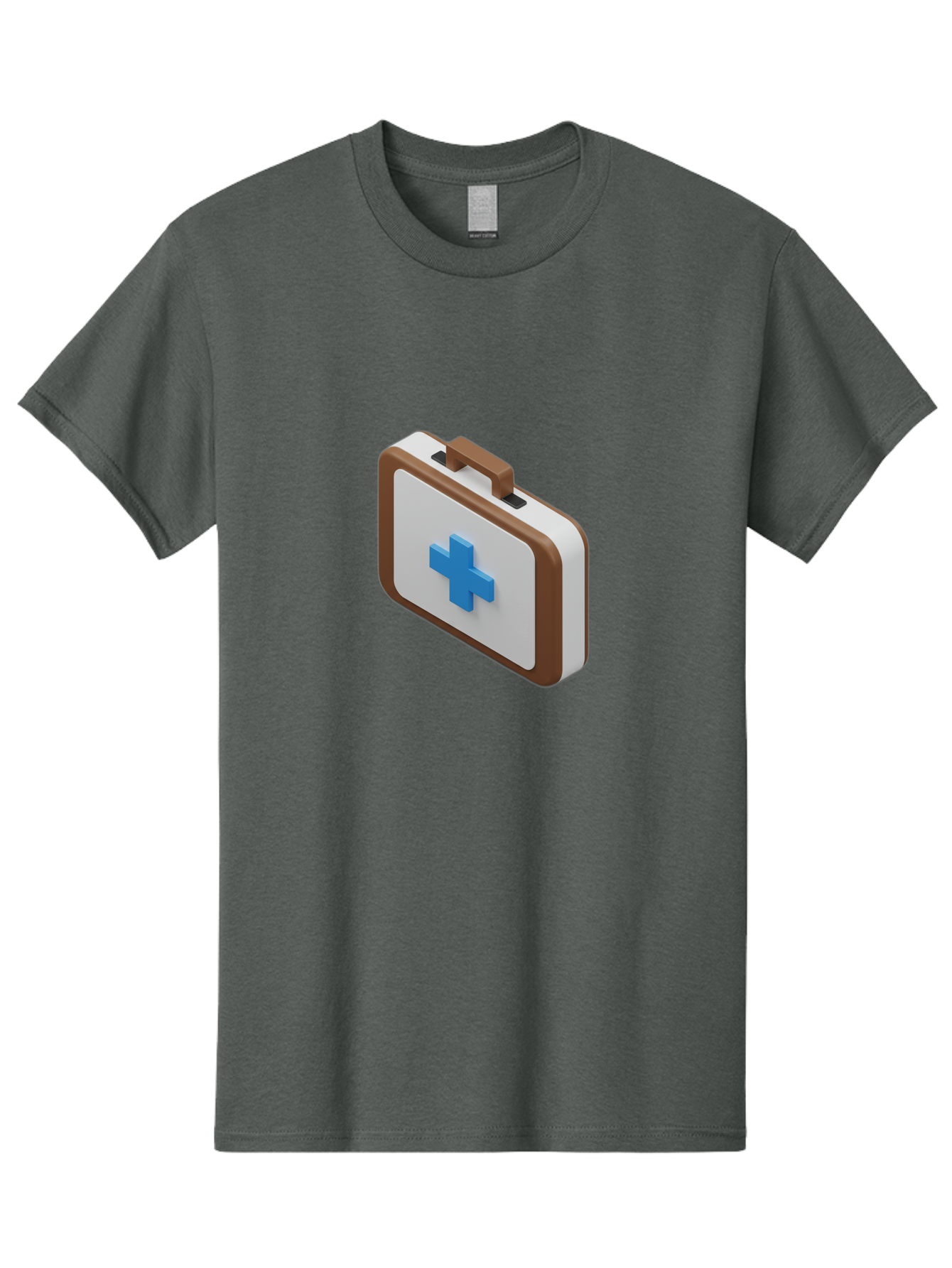 First-Aid-Kit-7 Men'S Graphic Tee, 100% Cotton, Comfortable Casual Summer Wear, Machine Washable, First Aid Kit, Medical Supplies, Health Care, Emergency Preparedness, Blue Cross Symbol, Brown Handle, White Case, Medical Emergency, Baa681
